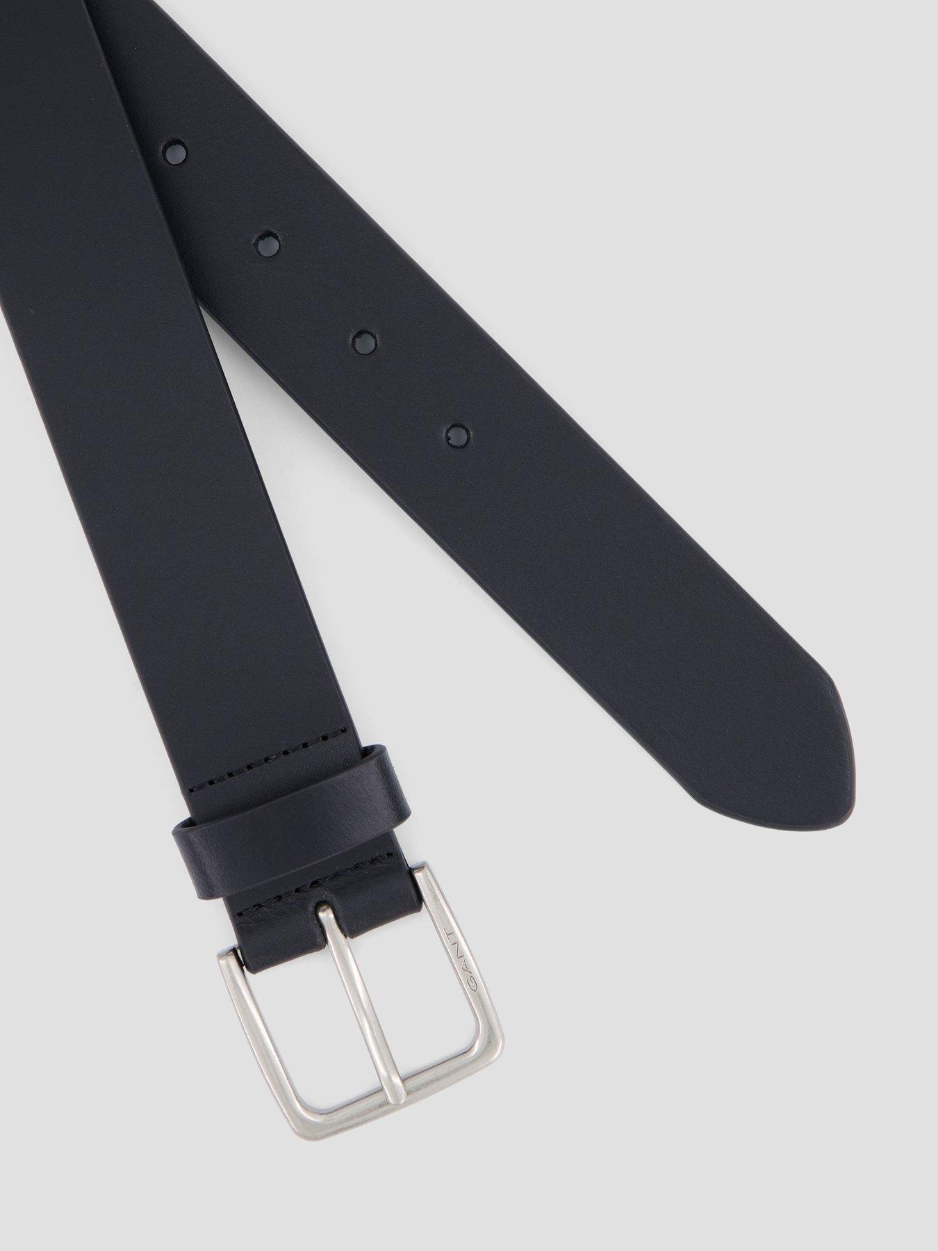 Image 4 of 4 of GANT Mens Premium Buffalo Leather Branded Buckle Belt - Black