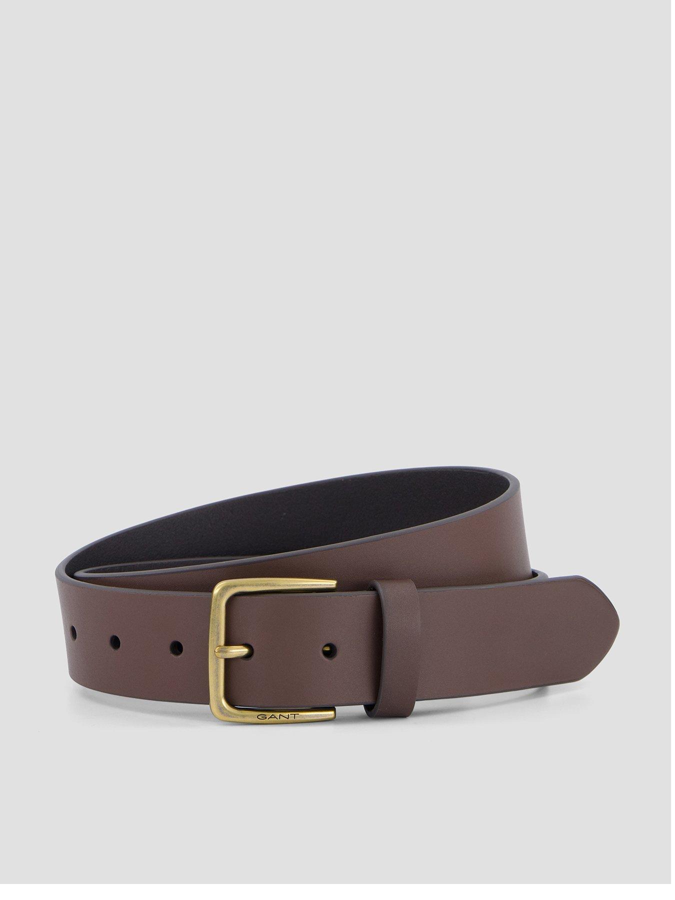 Image 1 of 4 of GANT Mens Buffalo Leather Branded Buckle Adjustable Belt - Brown