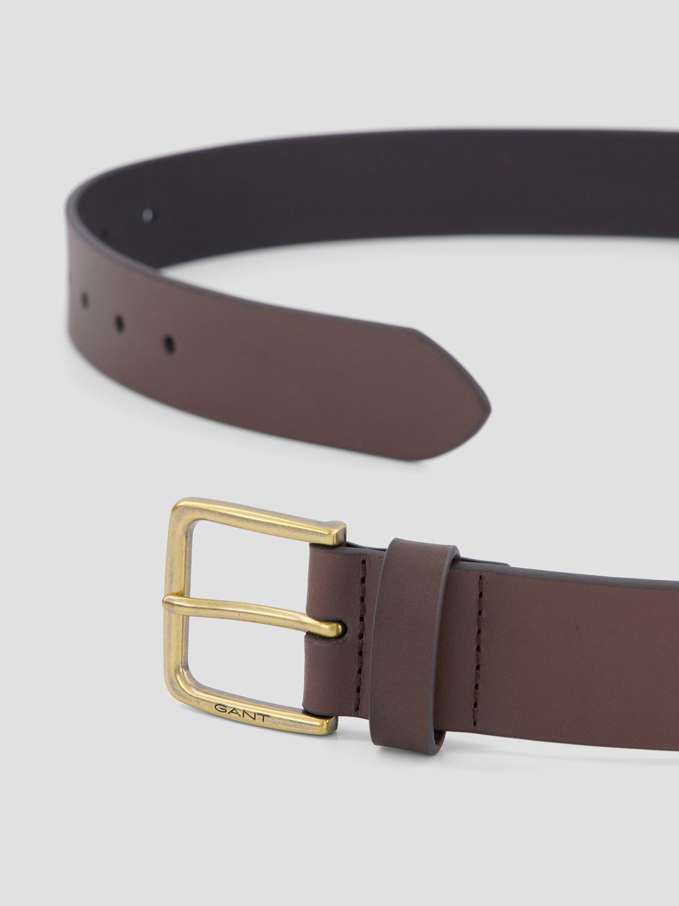 Image 3 of 4 of GANT Mens Buffalo Leather Branded Buckle Adjustable Belt - Brown