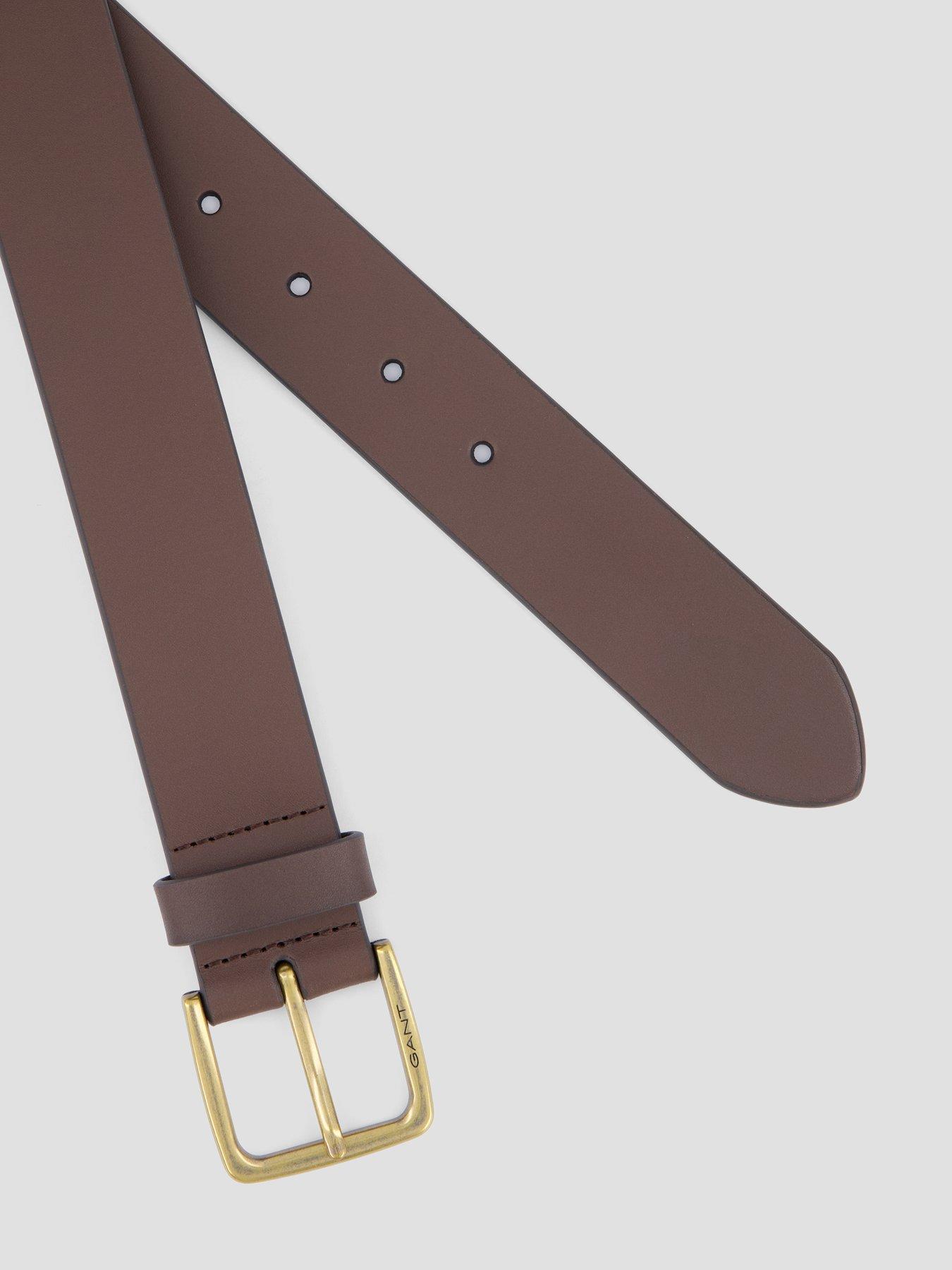 Image 4 of 4 of GANT Mens Buffalo Leather Branded Buckle Adjustable Belt - Brown