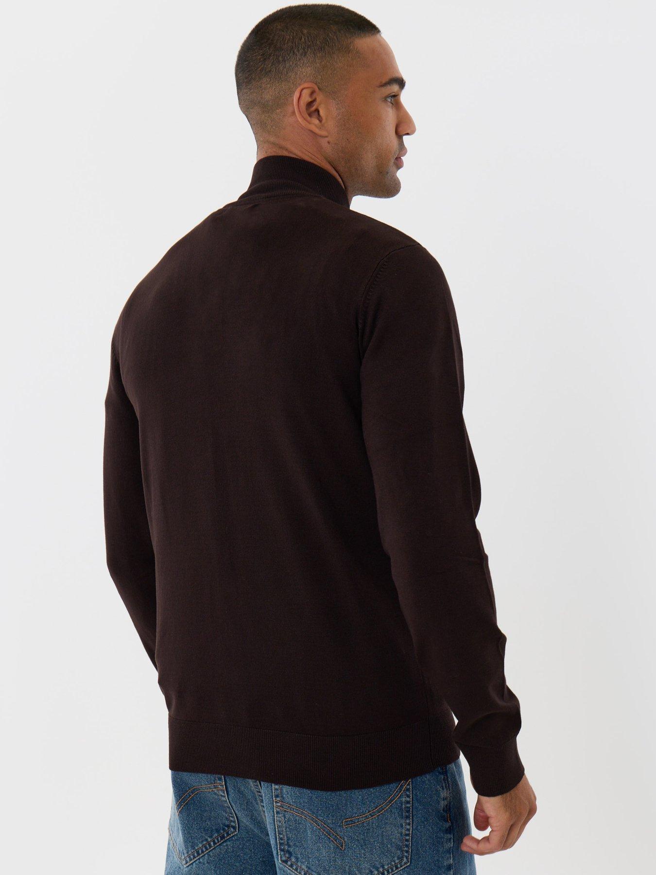 Image 2 of 5 of Threadbare Soft Knit Quarter Zip Jumper In Brown