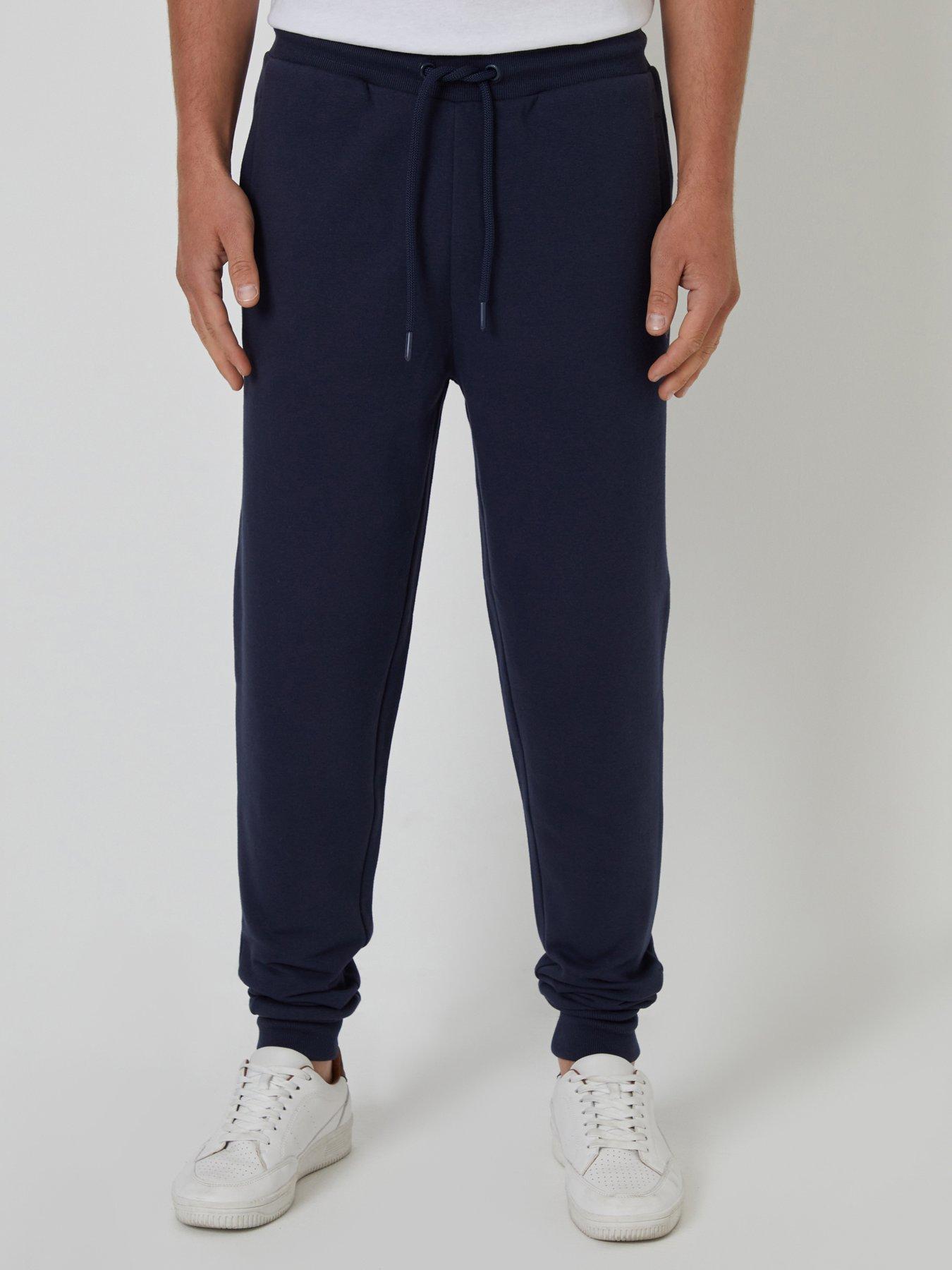 Image 1 of 4 of Threadbare Mens Regular Fit Cotton Rich Jogging Bottoms - Navy
