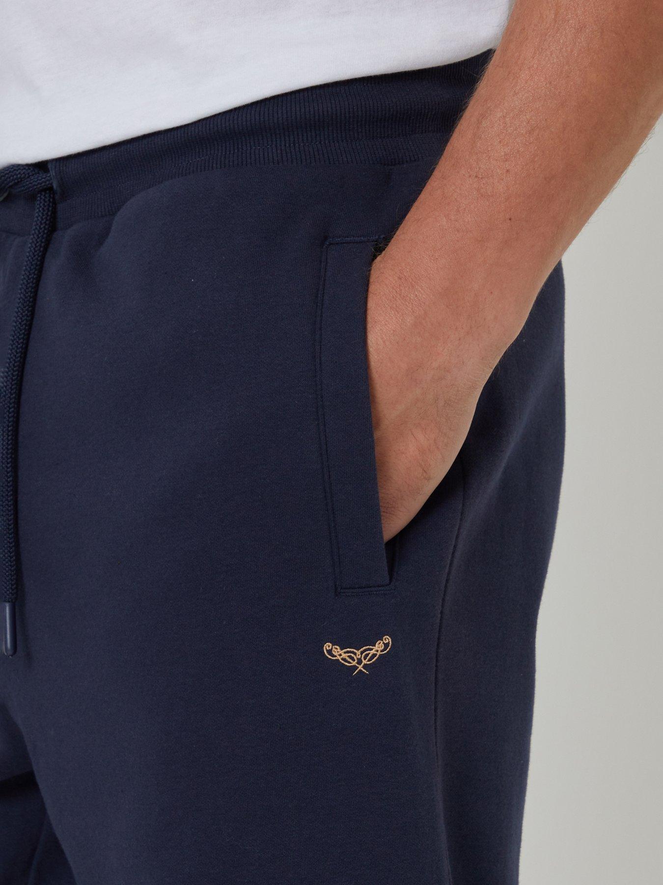 Image 4 of 4 of Threadbare Mens Regular Fit Cotton Rich Jogging Bottoms - Navy