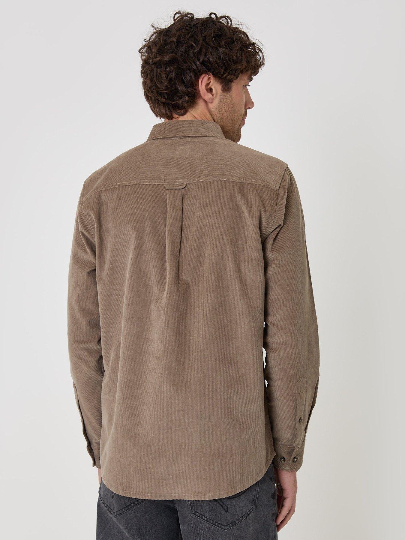 Image 2 of 4 of Threadbare Threadbare Mens Regular Fit Cotton Corduroy Shirt - Beige