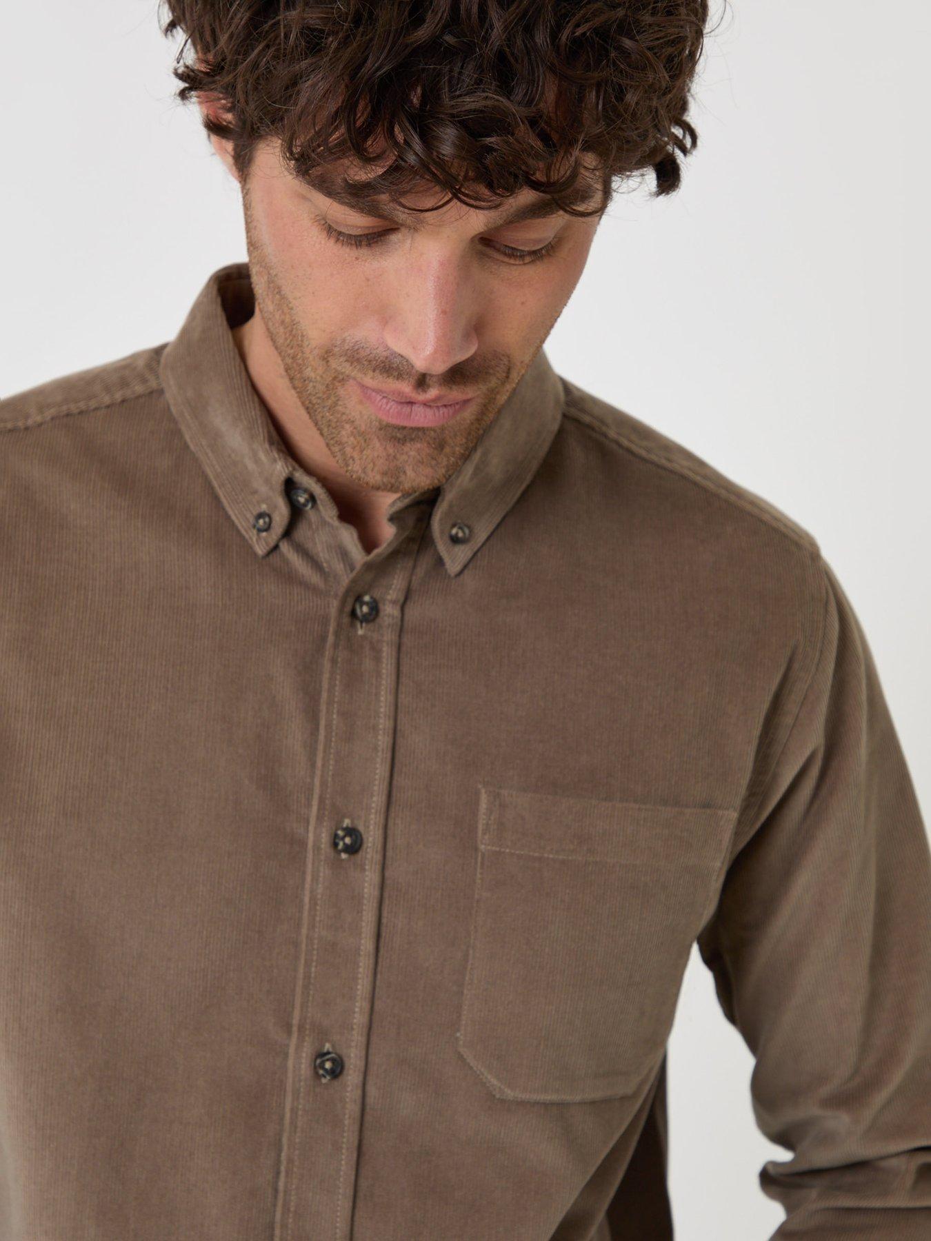 Image 4 of 4 of Threadbare Threadbare Mens Regular Fit Cotton Corduroy Shirt - Beige