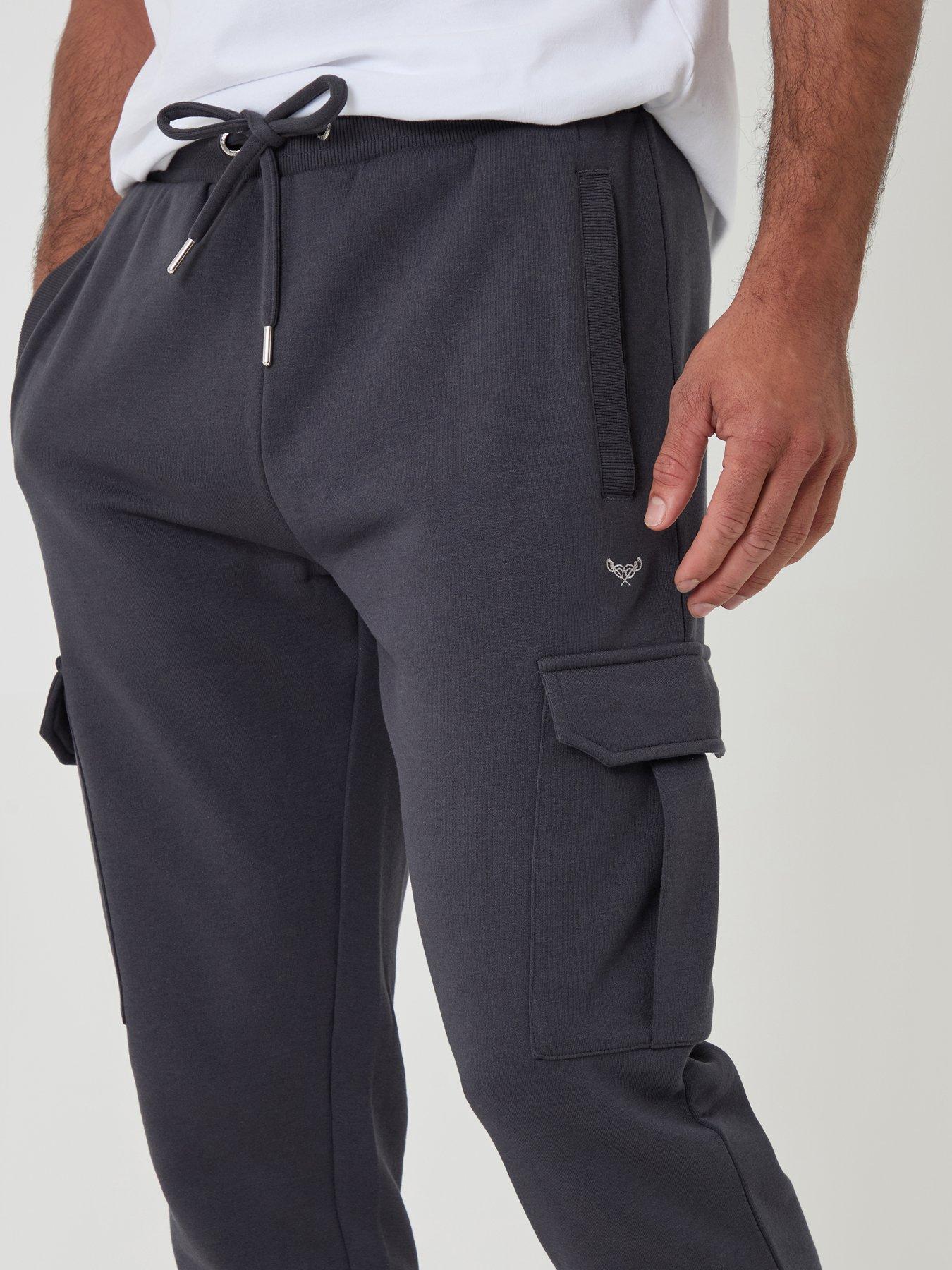 Image 4 of 4 of Threadbare Cotton Rich Cargo Joggers In Charcoal