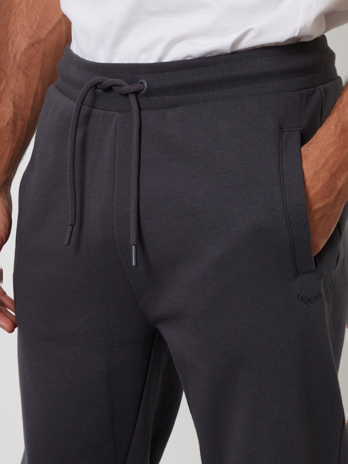 Image 4 of 4 of Threadbare Regular Fit Cotton Rich Joggers In Charcoal