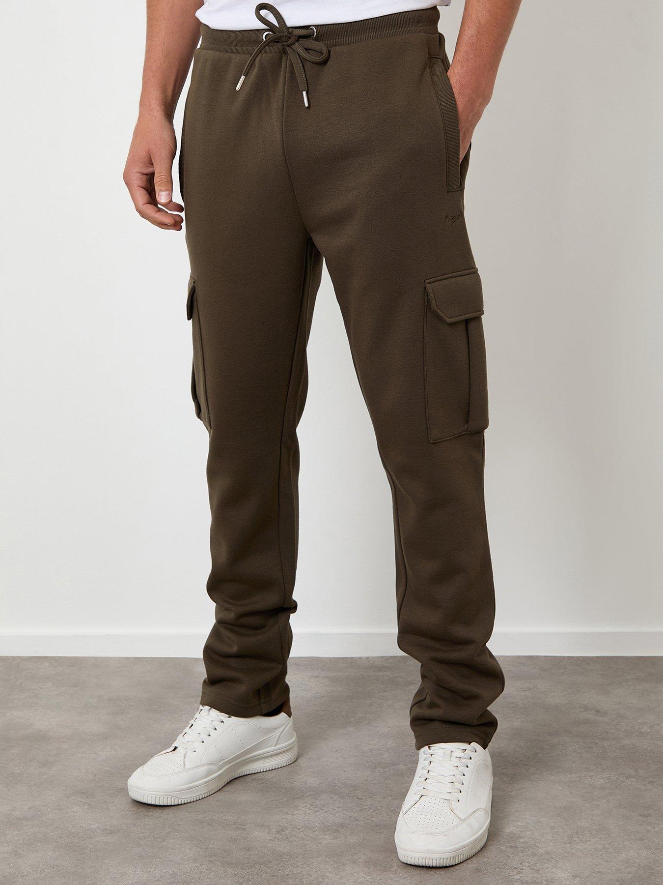 Image 1 of 4 of Threadbare Mens Cotton-Rich Cargo Tapered Jogging Bottoms - Green