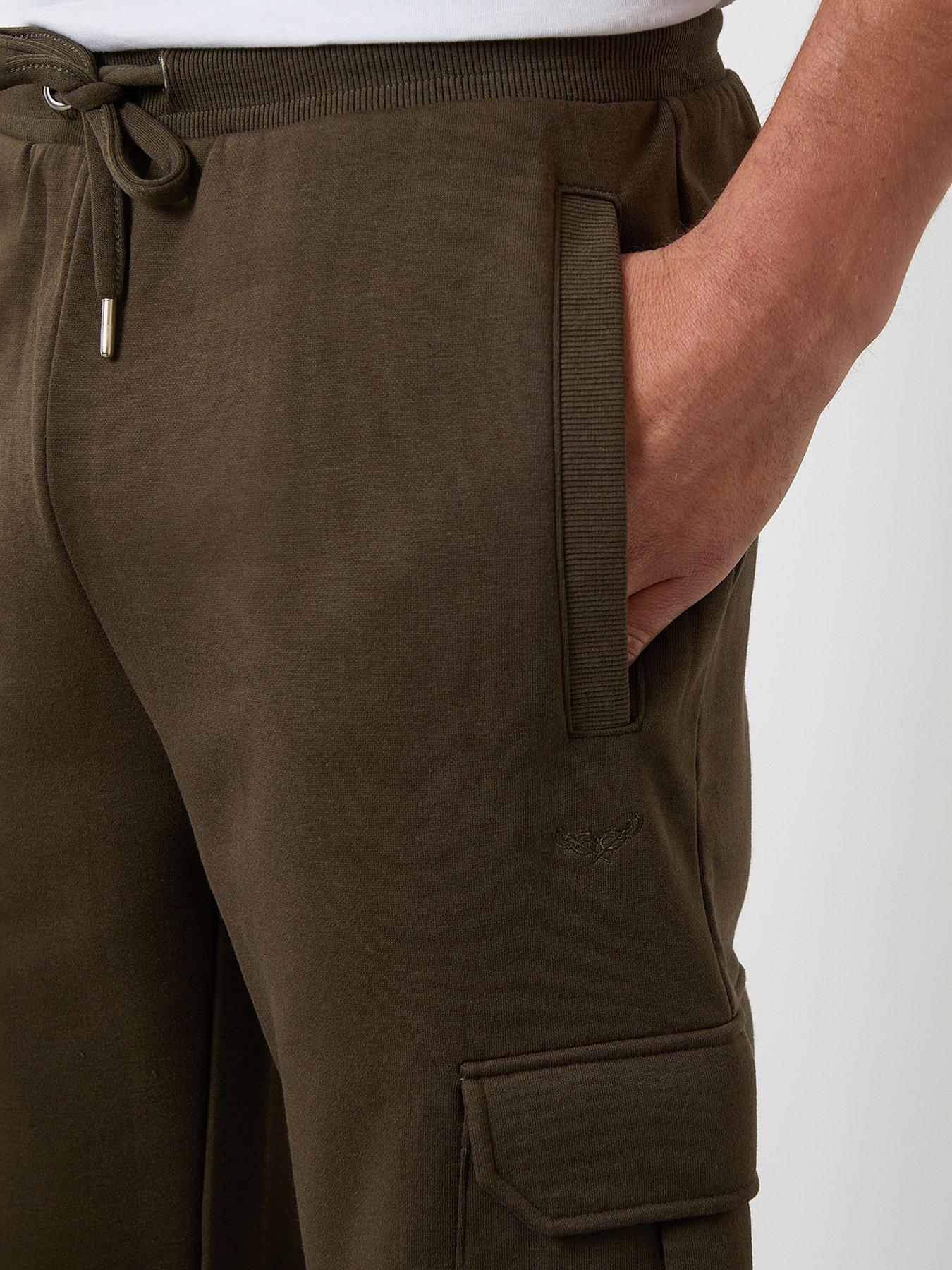 Image 4 of 4 of Threadbare Mens Cotton-Rich Cargo Tapered Jogging Bottoms - Green