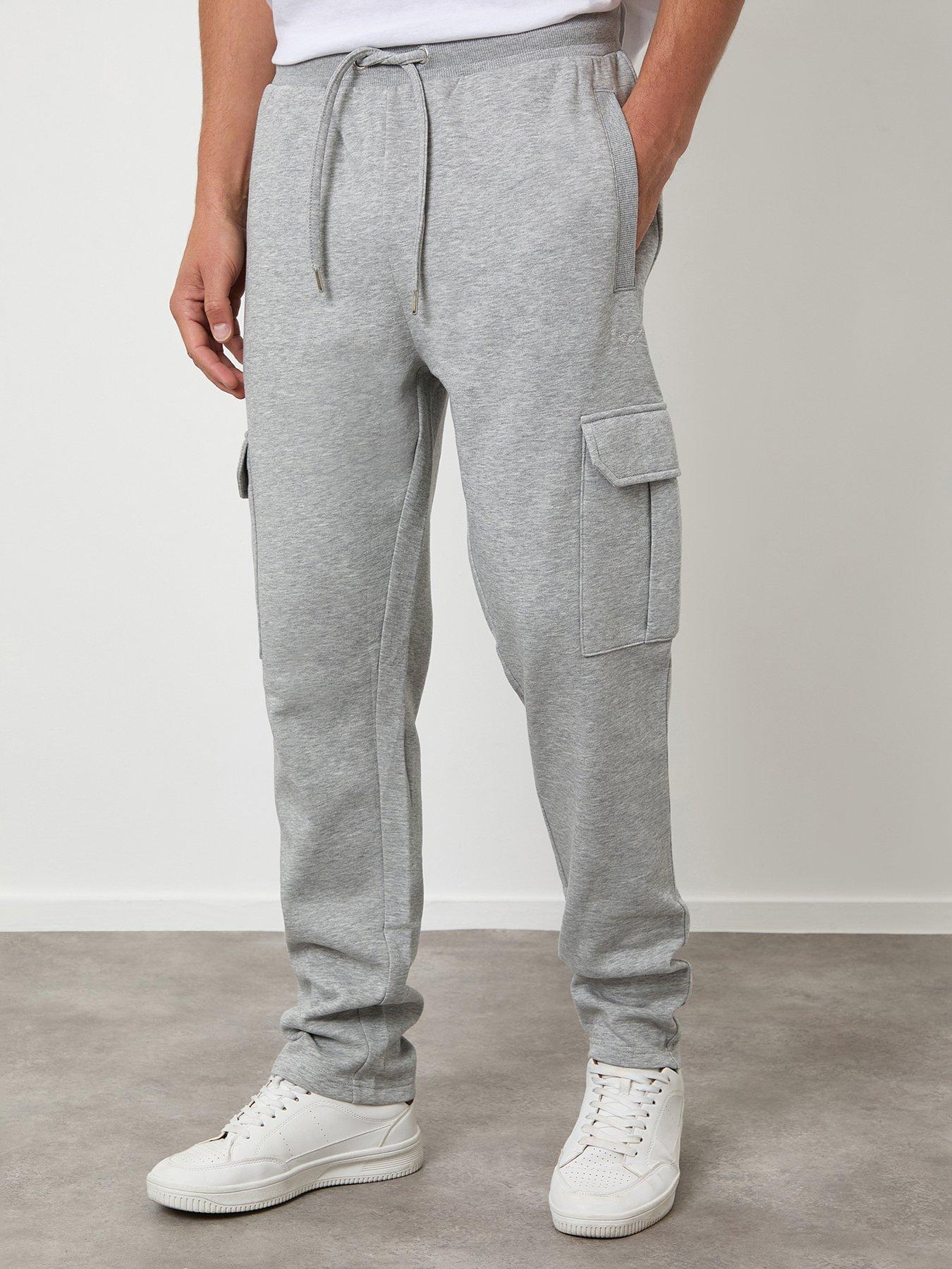 Image 1 of 4 of Threadbare Mens Cotton-Rich Cargo Tapered Joggers - Grey Marl