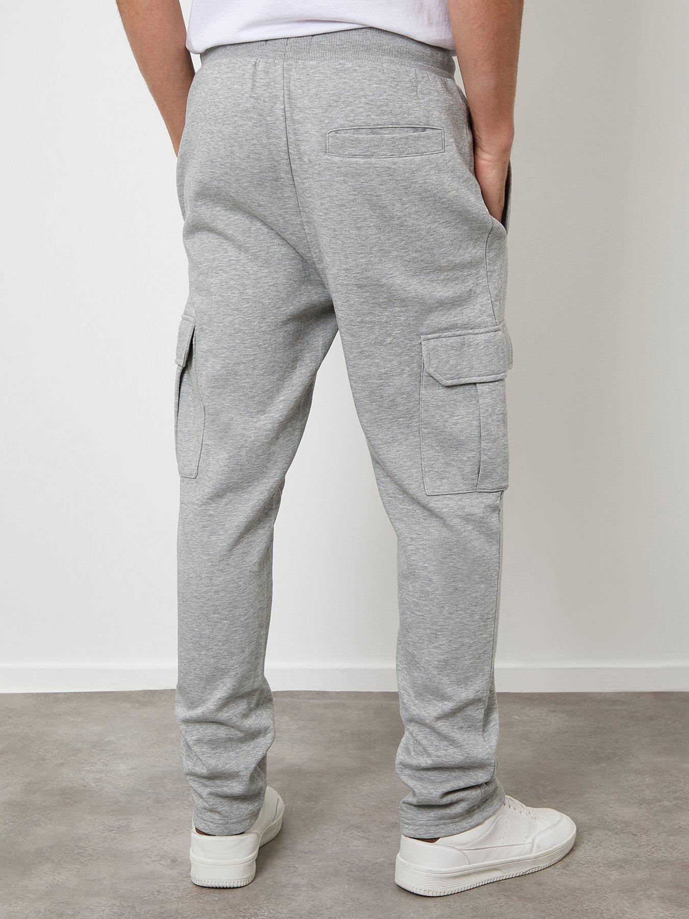 Image 2 of 4 of Threadbare Mens Cotton-Rich Cargo Tapered Joggers - Grey Marl