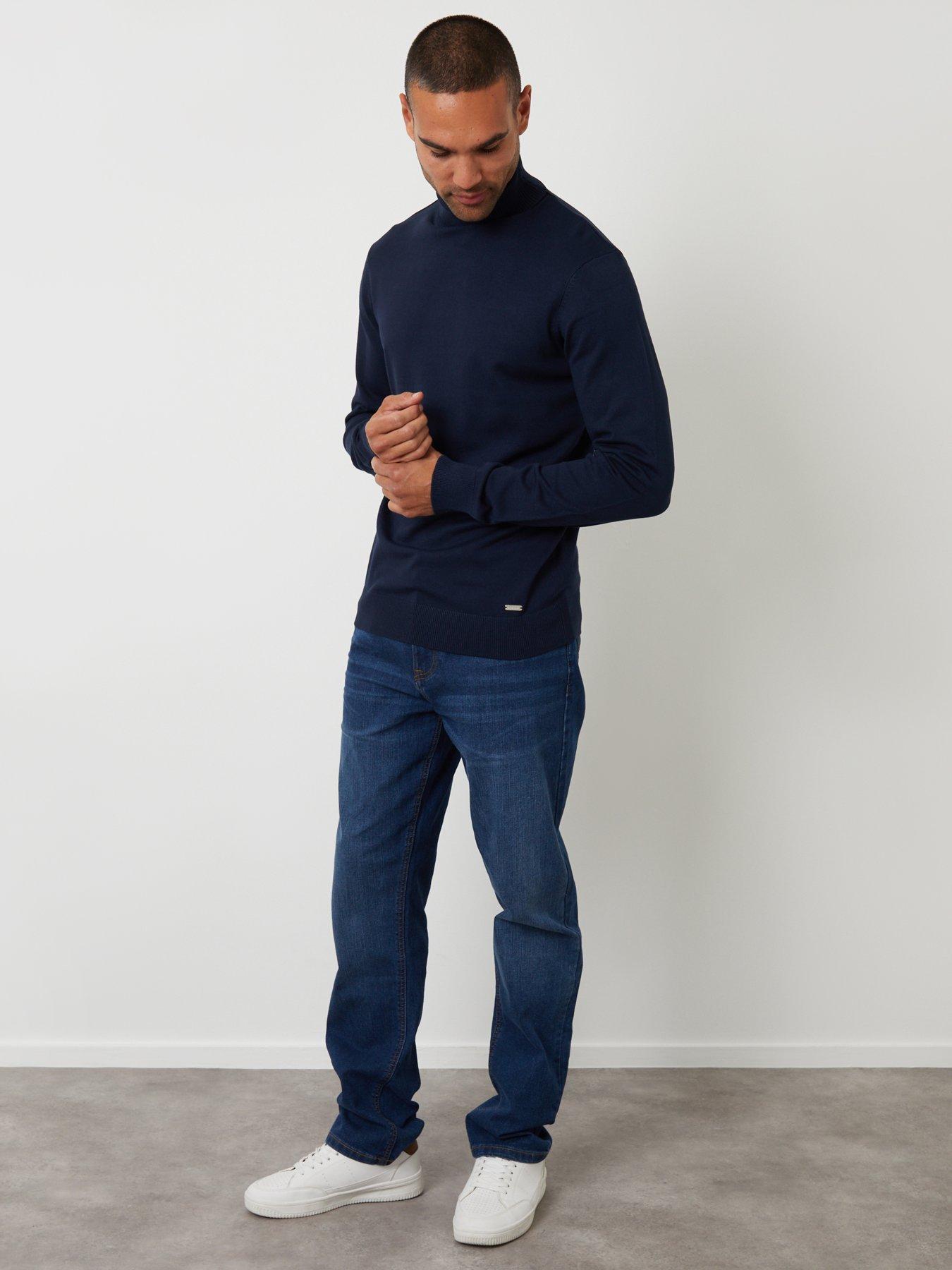 Image 3 of 4 of Threadbare Mens Roll Neck Fine Knit Jumper - Navy