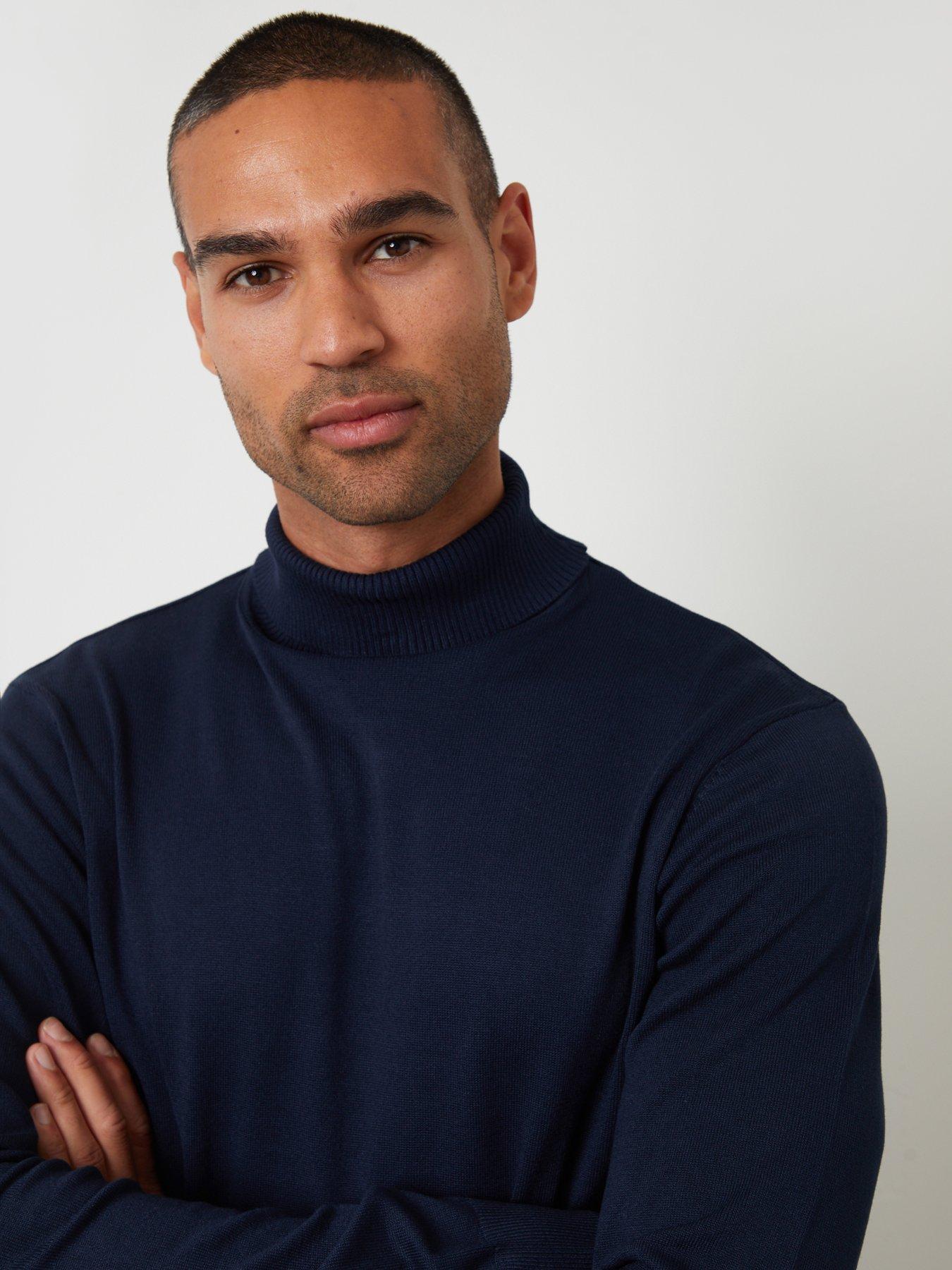 Image 4 of 4 of Threadbare Mens Roll Neck Fine Knit Jumper - Navy
