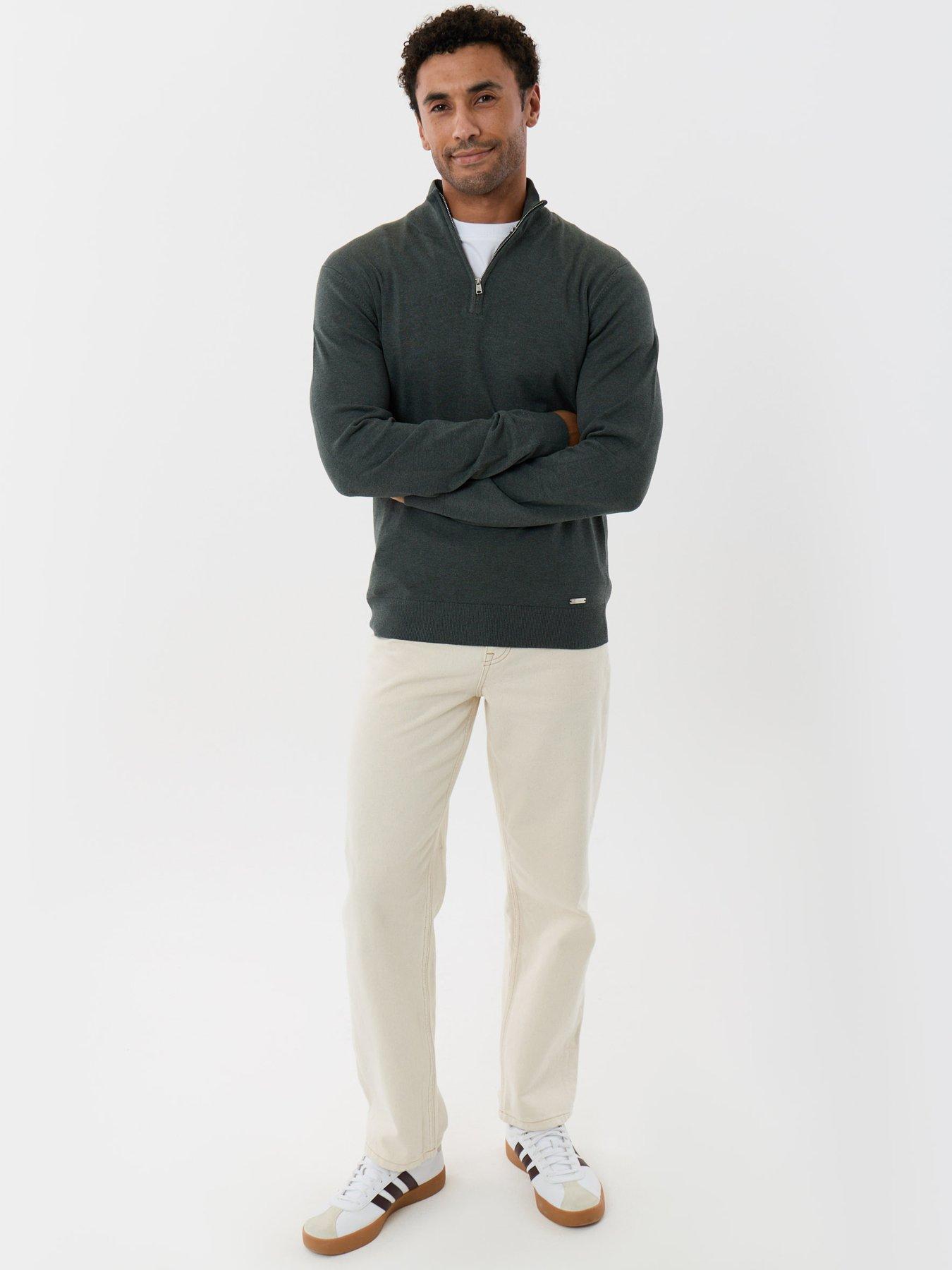 Image 3 of 4 of Threadbare Soft Knit Quarter Zip Jumper In Forest Green