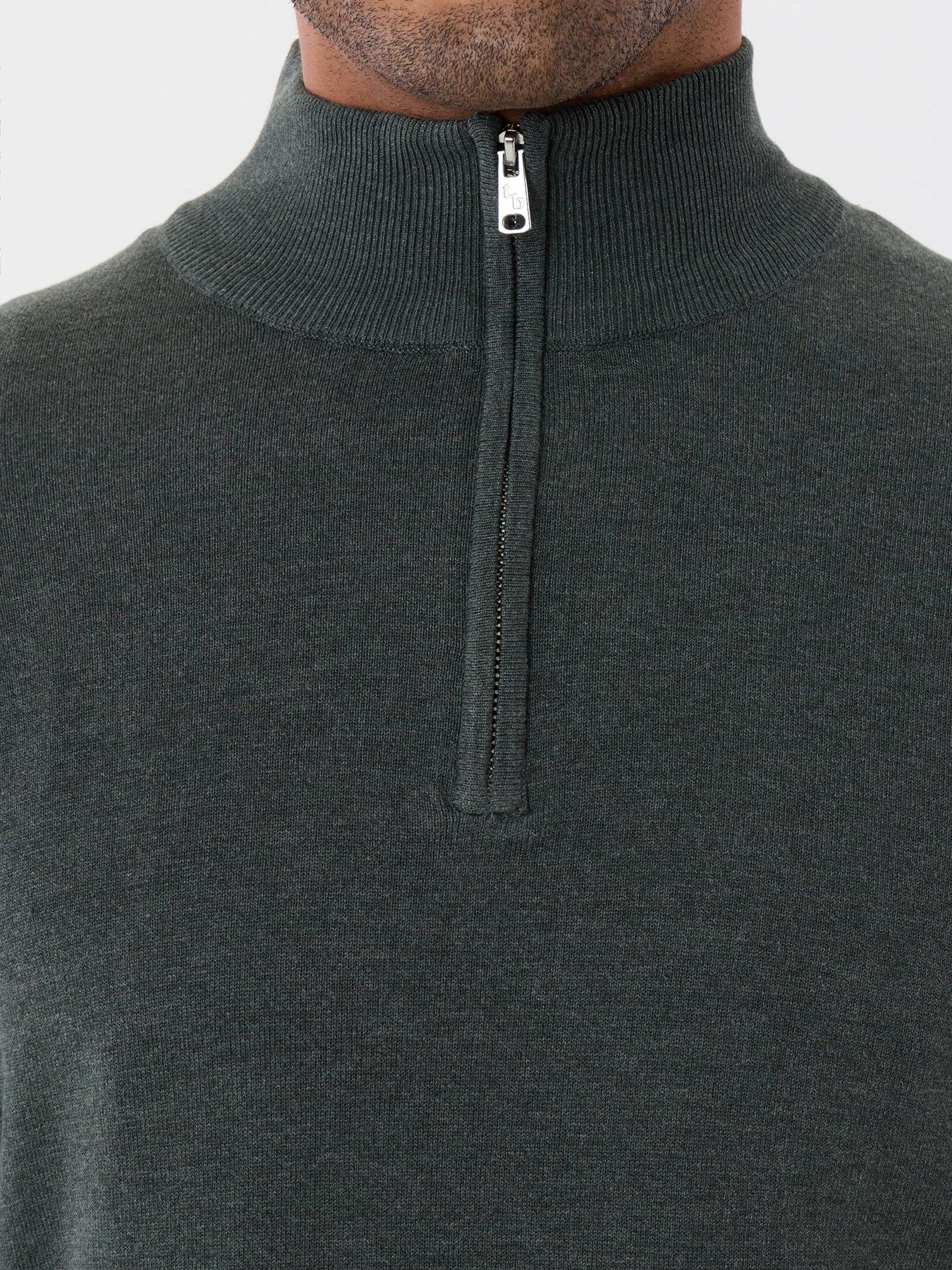 Image 4 of 4 of Threadbare Soft Knit Quarter Zip Jumper In Forest Green