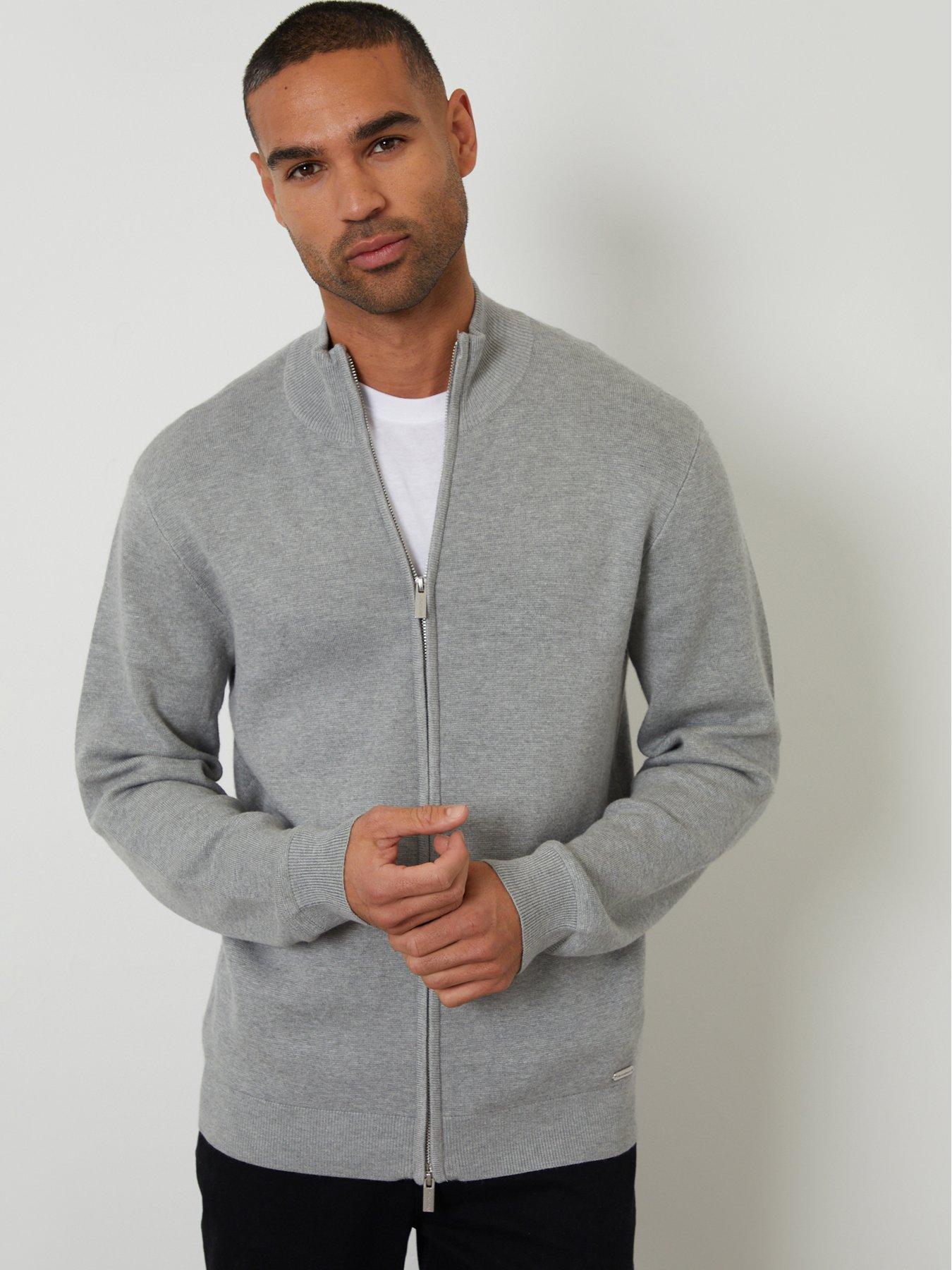 Image 1 of 5 of Threadbare Funnel Neck Zip Through Sweatshirt In Grey