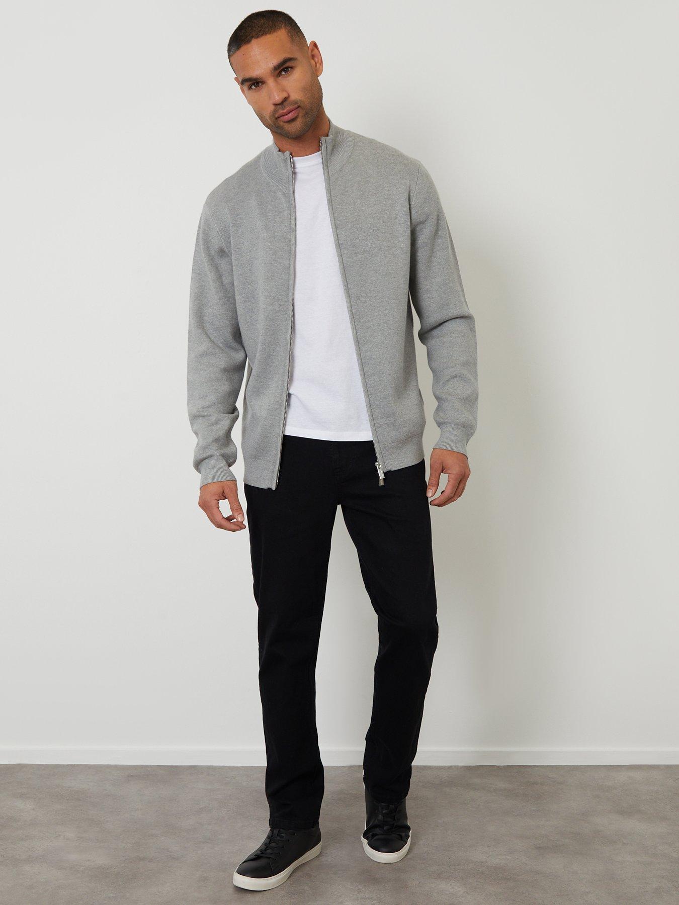 Image 3 of 5 of Threadbare Funnel Neck Zip Through Sweatshirt In Grey