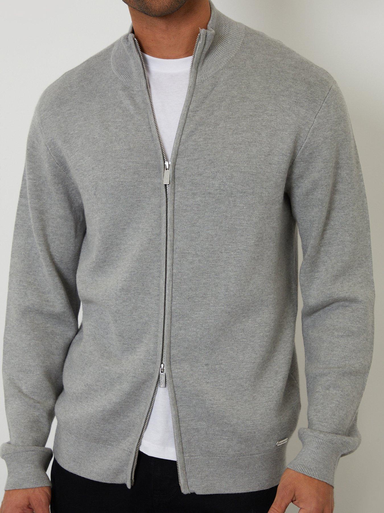 Image 4 of 5 of Threadbare Funnel Neck Zip Through Sweatshirt In Grey