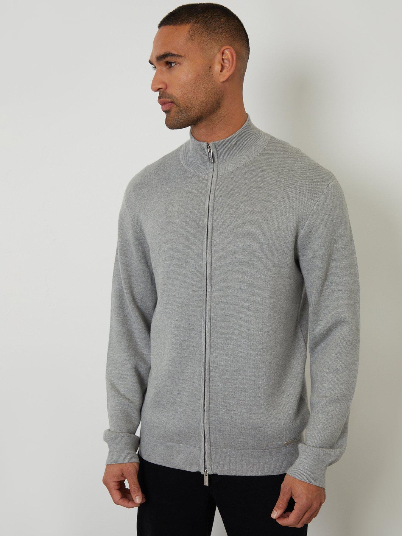 Image 5 of 5 of Threadbare Funnel Neck Zip Through Sweatshirt In Grey