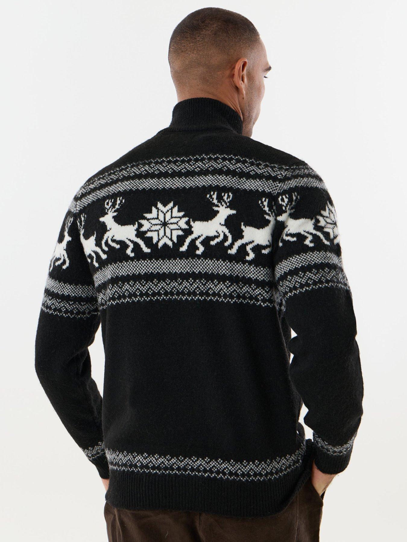 Image 2 of 4 of Threadbare Reindeer Fairisle Christmas Jumper In Black