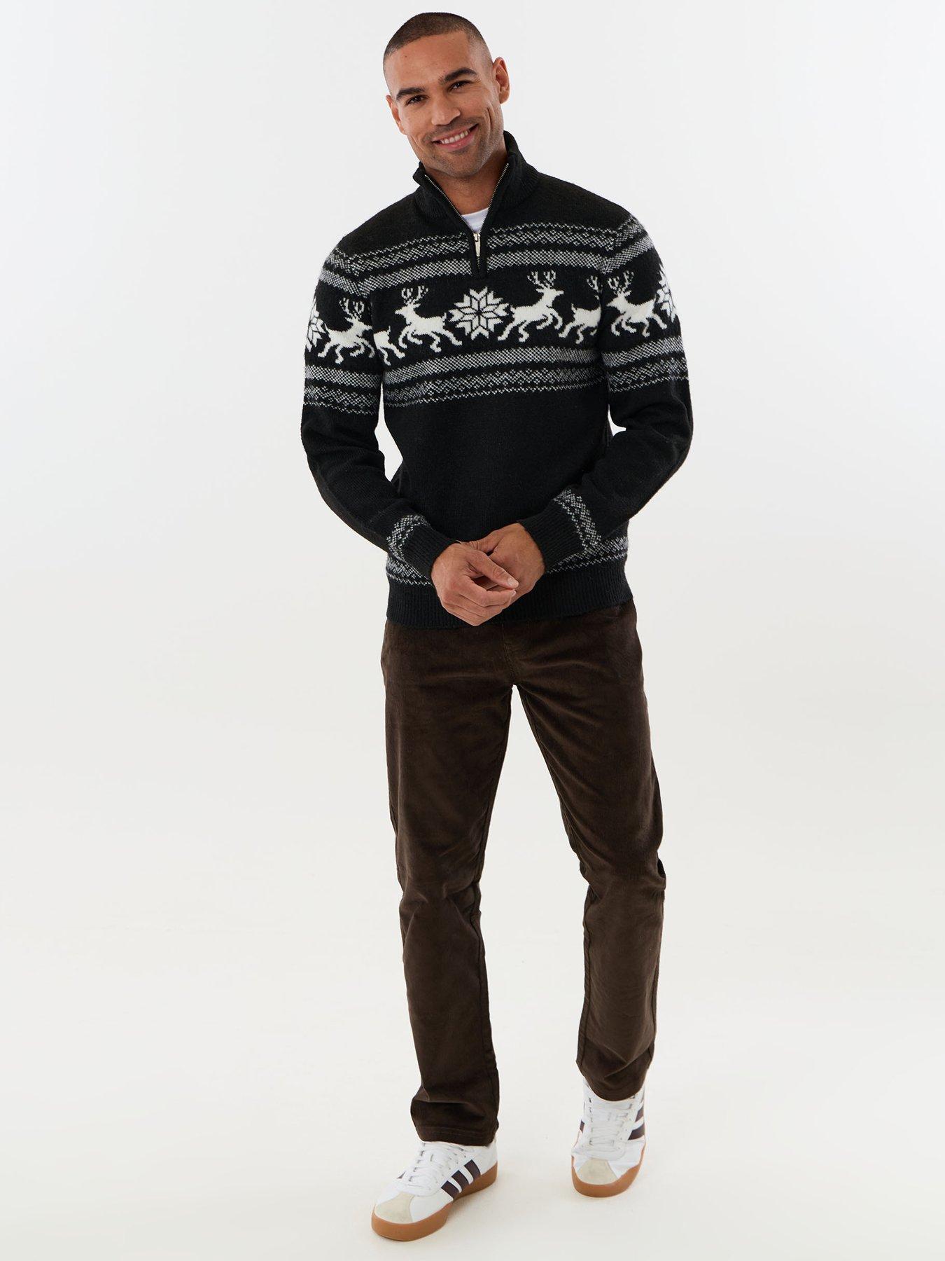Image 3 of 4 of Threadbare Reindeer Fairisle Christmas Jumper In Black