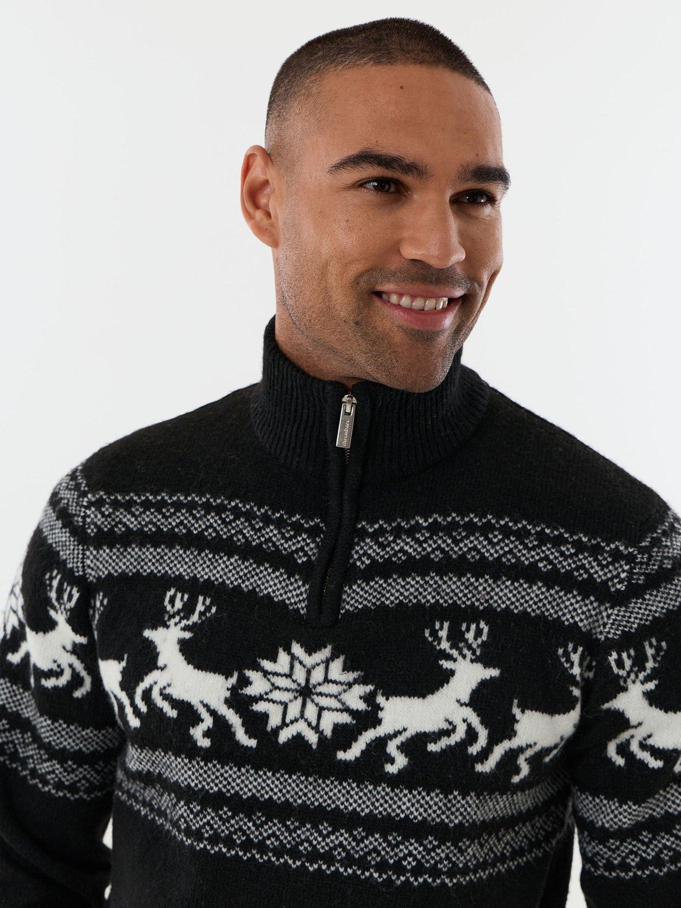 Image 4 of 4 of Threadbare Reindeer Fairisle Christmas Jumper In Black