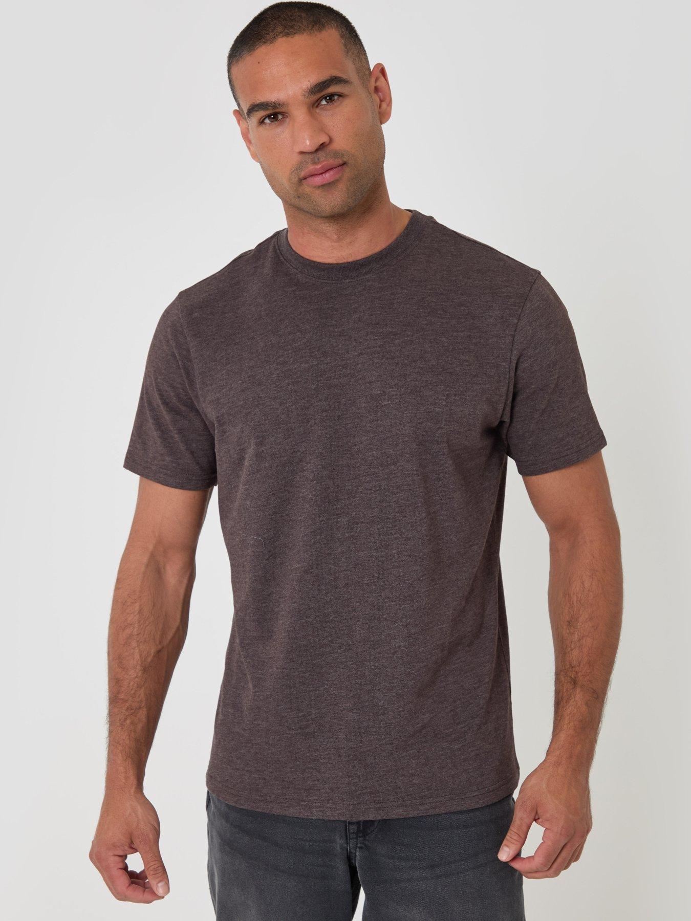 Image 1 of 4 of Threadbare Mens Heavyweight Crew Neck T-Shirt - Brown