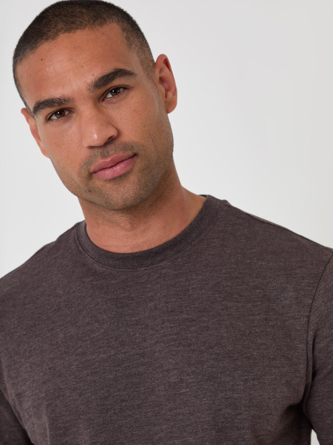 Image 4 of 4 of Threadbare Mens Heavyweight Crew Neck T-Shirt - Brown
