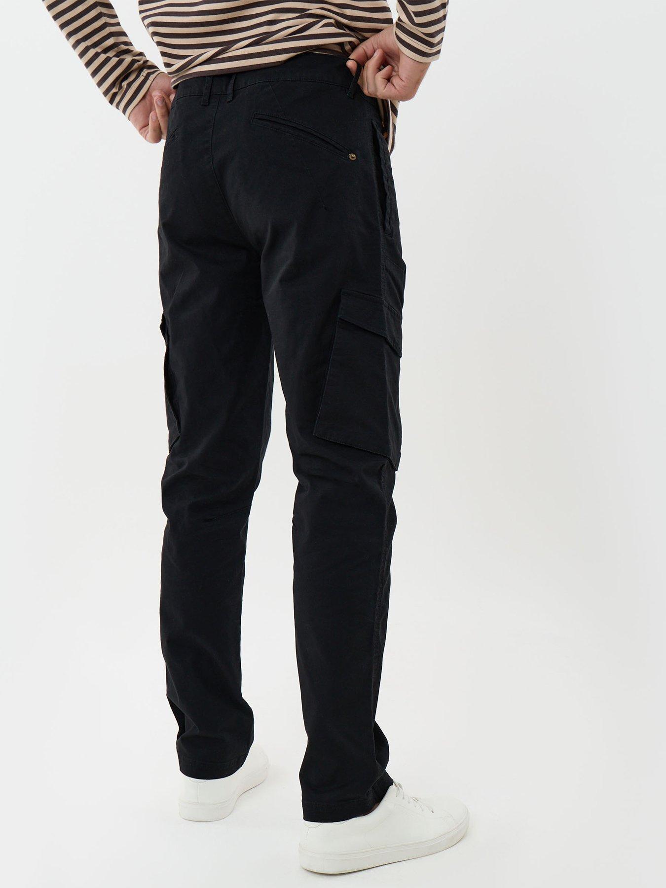 Image 2 of 5 of Threadbare Mens Slim Fit Stretch Cotton Cargo Trousers - Black