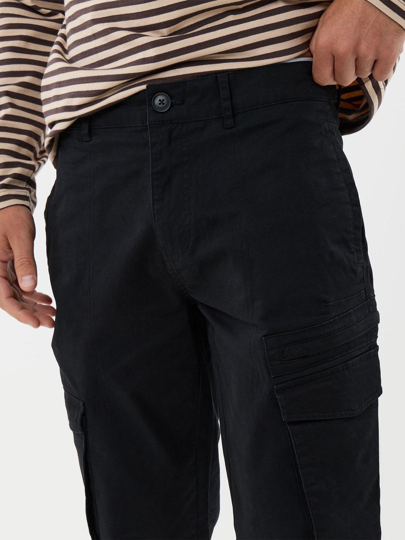 Image 4 of 5 of Threadbare Mens Slim Fit Stretch Cotton Cargo Trousers - Black