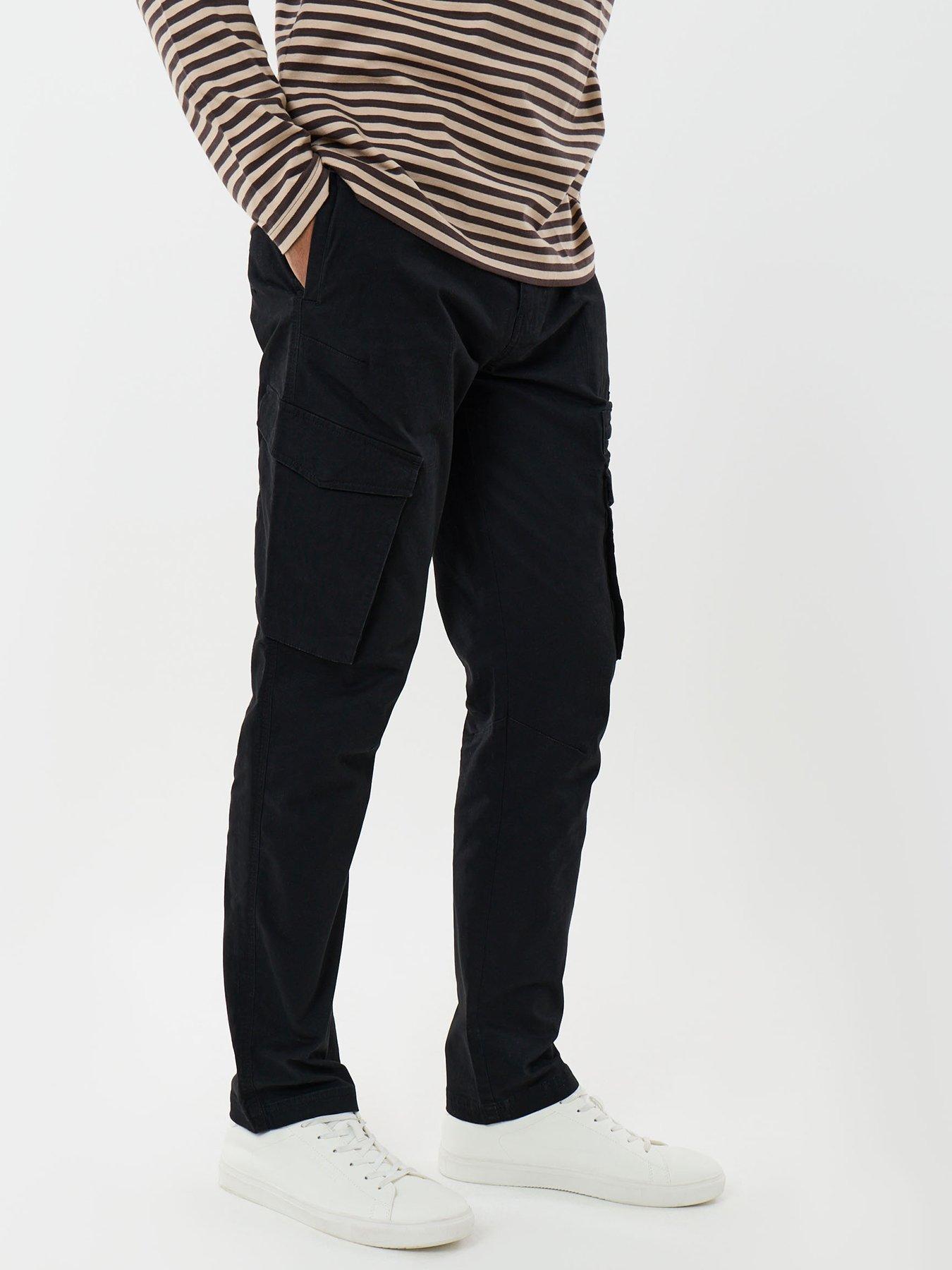 Image 5 of 5 of Threadbare Mens Slim Fit Stretch Cotton Cargo Trousers - Black