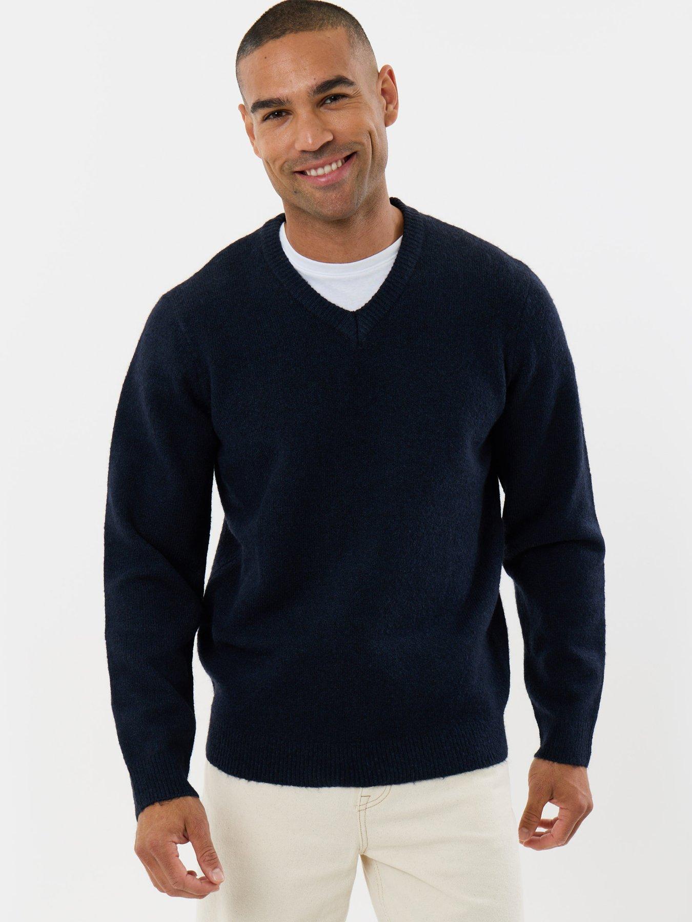 Image 5 of 5 of Threadbare Mens Jumper V-neck Sterling - Navy 5