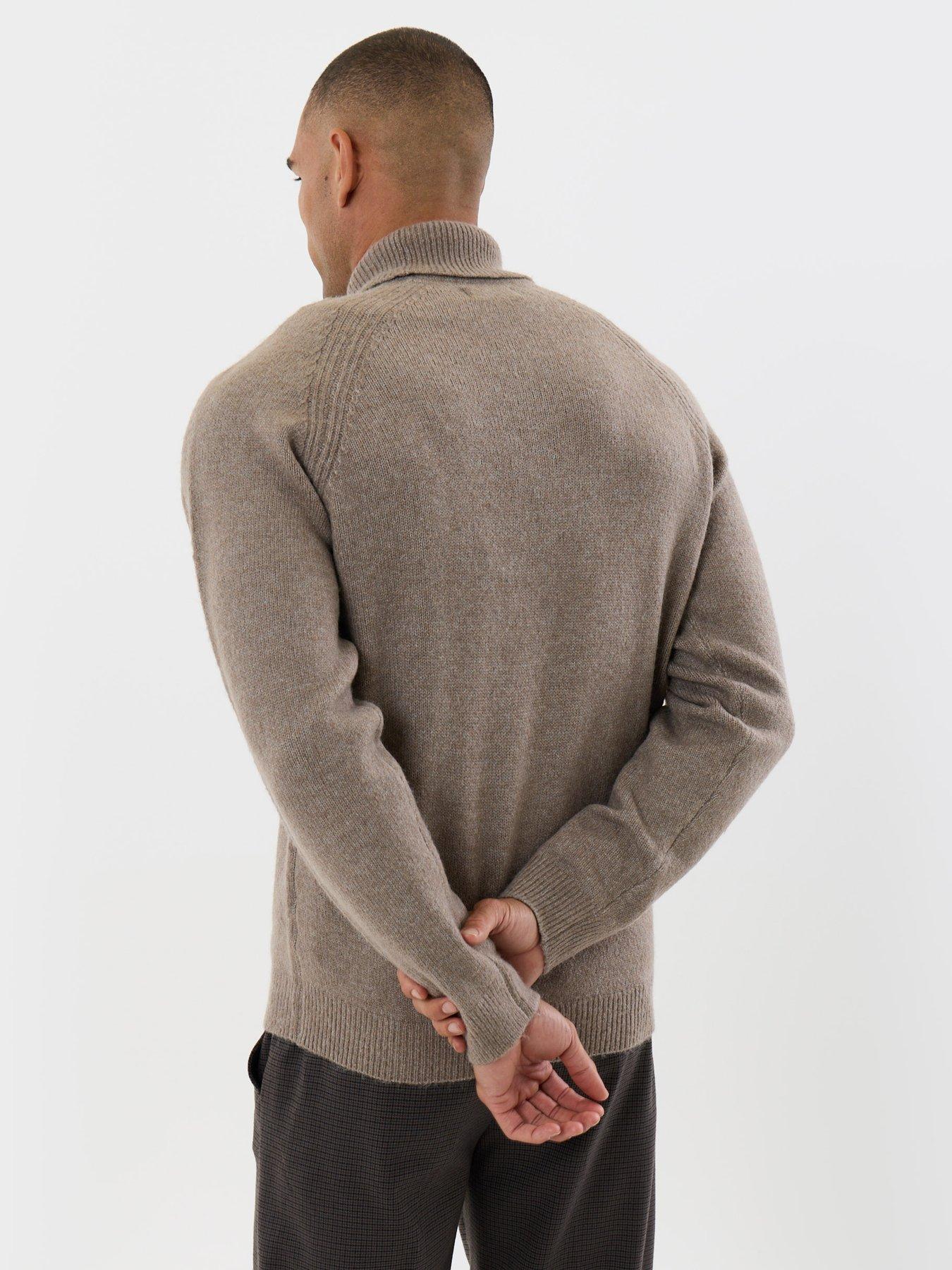 Image 2 of 4 of Threadbare Mens Roll Neck Raglan Sleeve Rib Trim Jumper - Beige