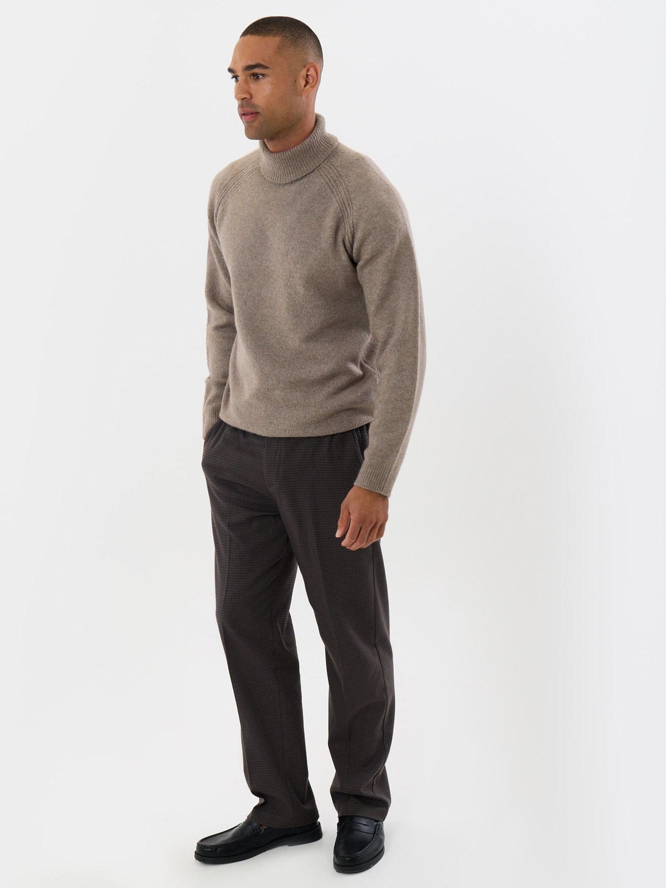 Image 3 of 4 of Threadbare Mens Roll Neck Raglan Sleeve Rib Trim Jumper - Beige