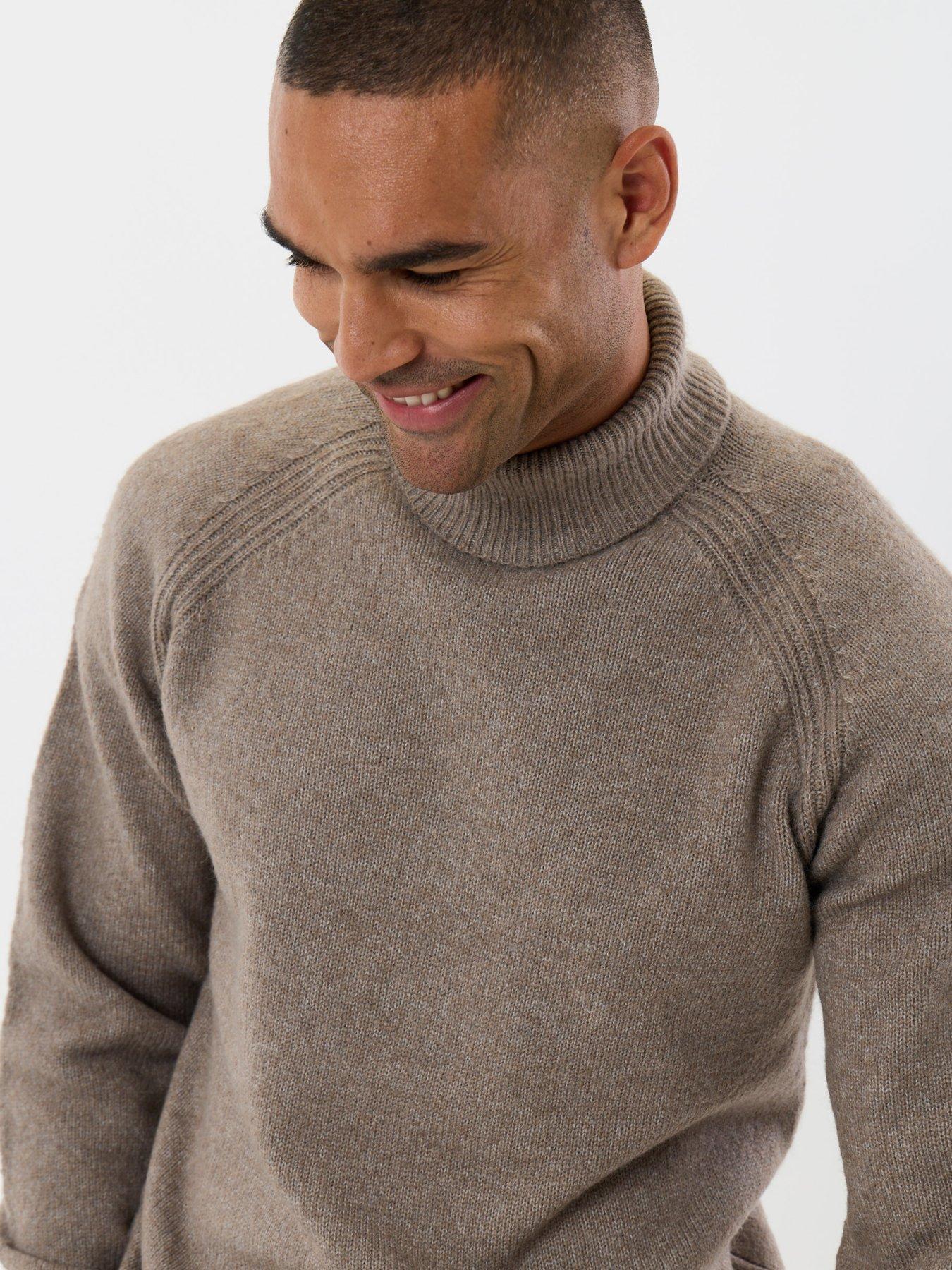 Image 4 of 4 of Threadbare Mens Roll Neck Raglan Sleeve Rib Trim Jumper - Beige