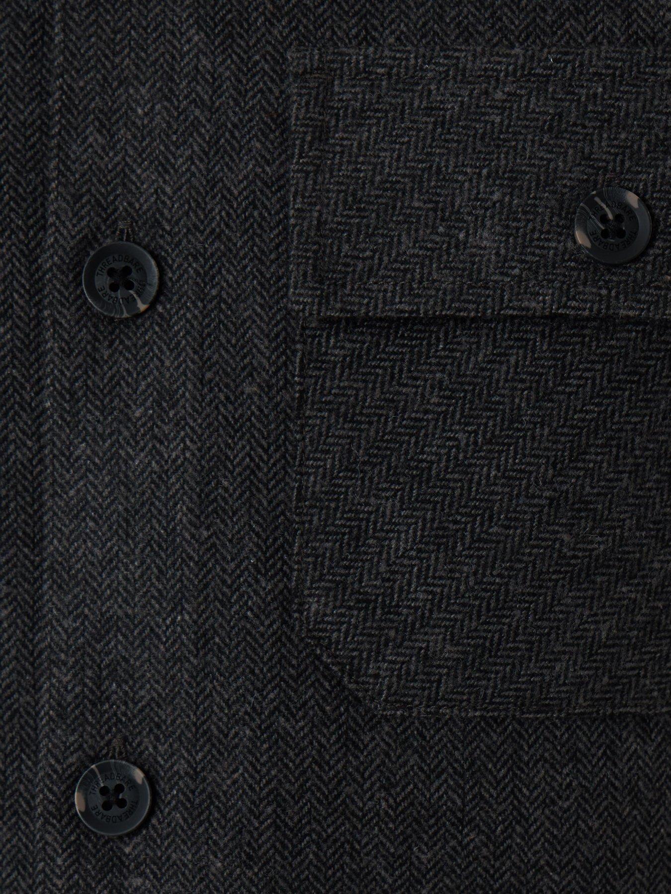 Image 5 of 5 of Threadbare Threadbare Mens Herringbone Button-Through Shacket - Black