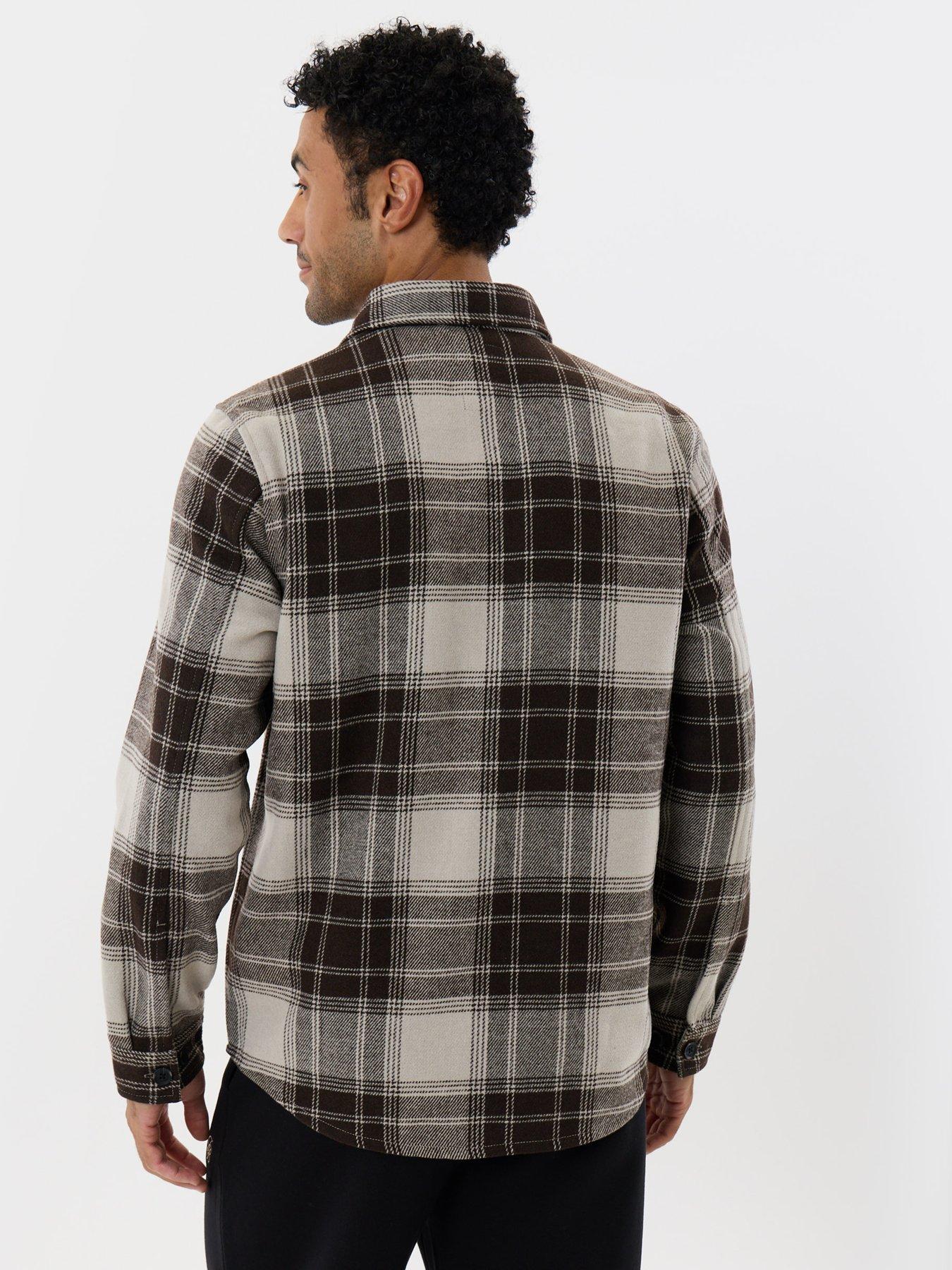 Image 2 of 5 of Threadbare Threadbare Mens Lightweight Brushed Check Shacket - Brown