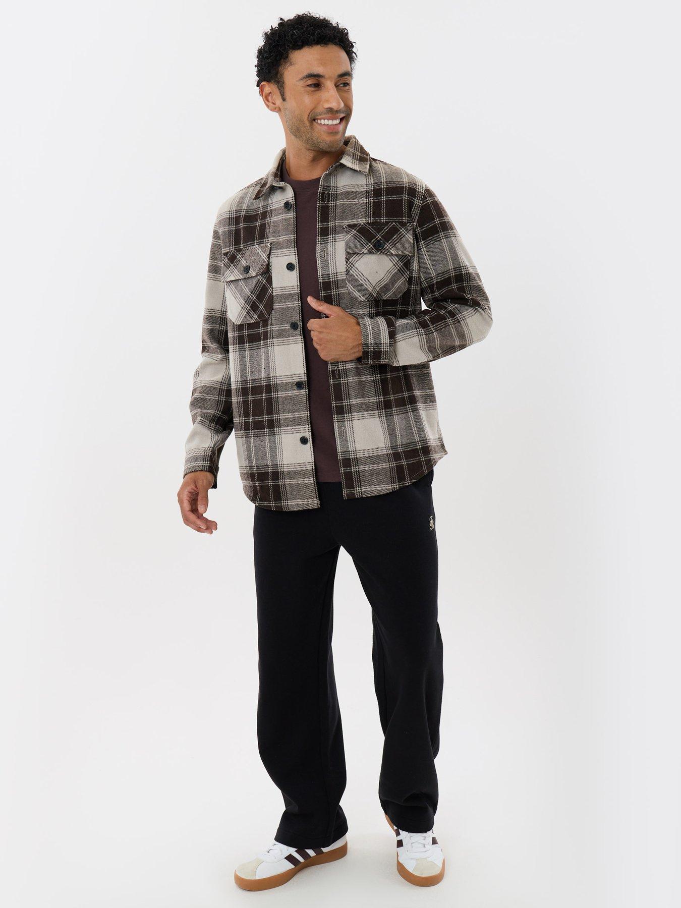 Image 3 of 5 of Threadbare Threadbare Mens Lightweight Brushed Check Shacket - Brown