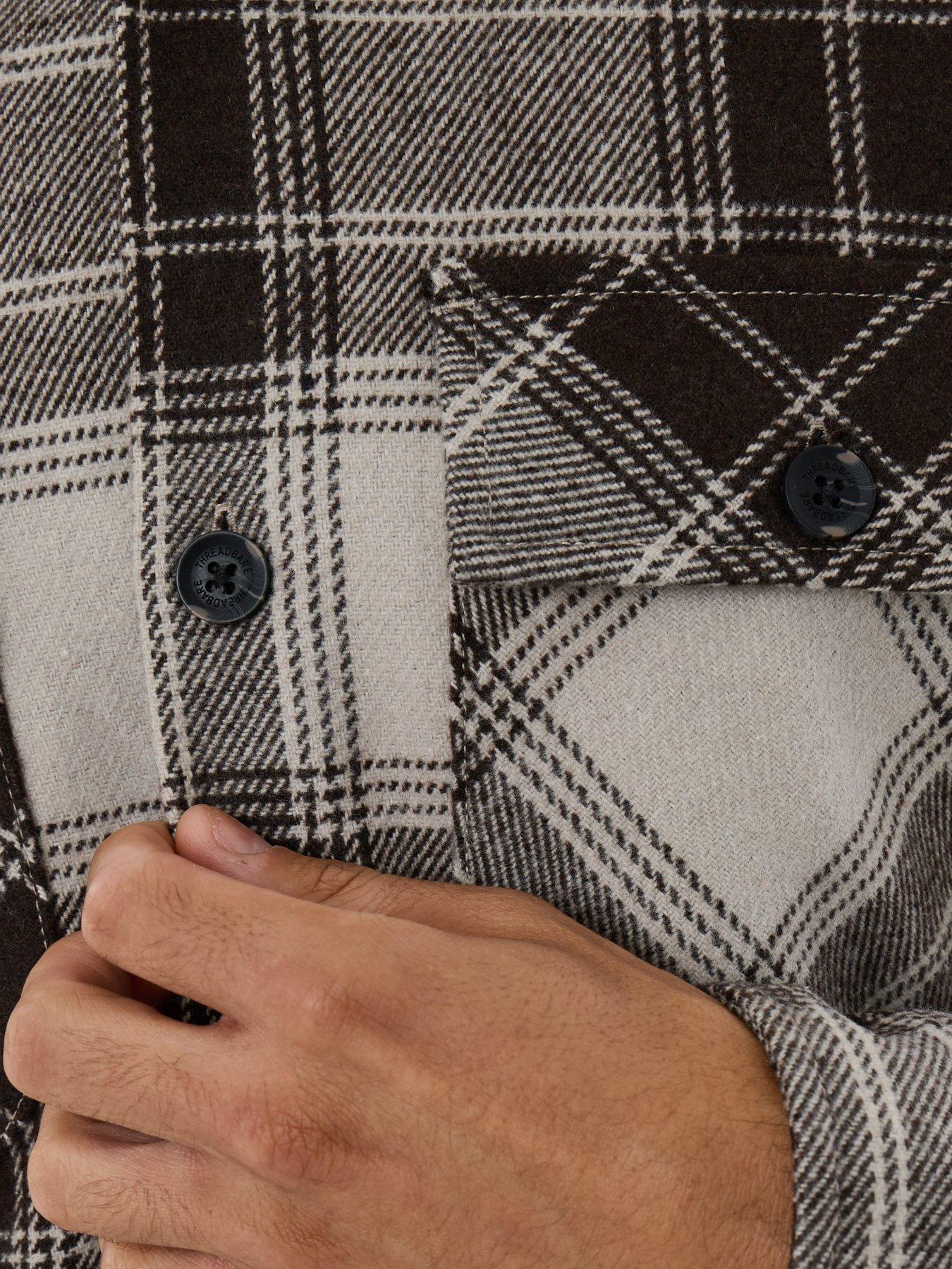 Image 5 of 5 of Threadbare Threadbare Mens Lightweight Brushed Check Shacket - Brown