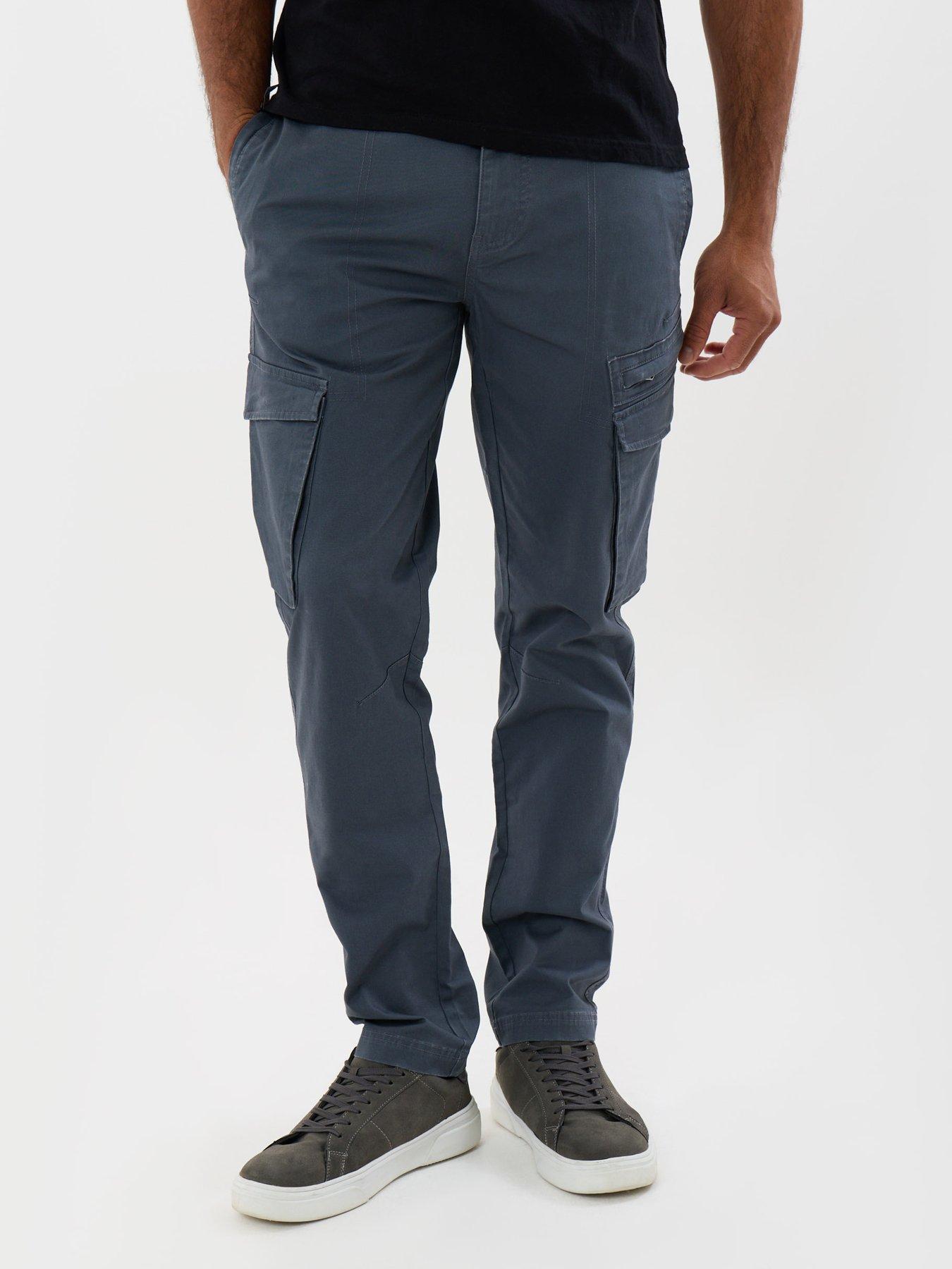 Image 1 of 4 of Threadbare Threadbare Mens Slim Fit Twill Cargo Trousers - Blue
