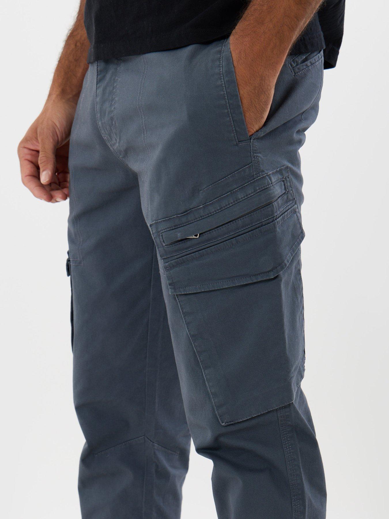 Image 4 of 4 of Threadbare Threadbare Mens Slim Fit Twill Cargo Trousers - Blue
