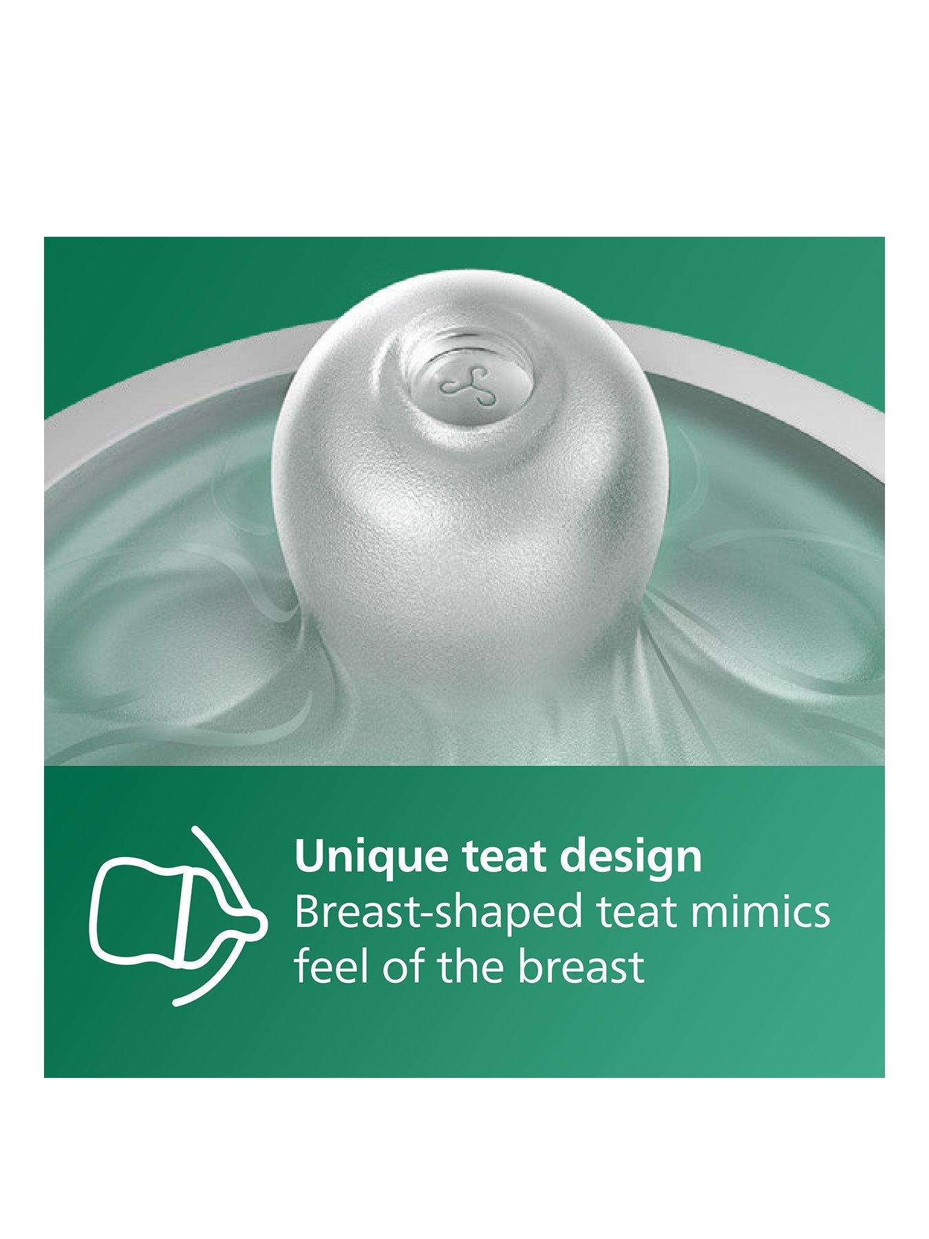Image 2 of 7 of Avent Natural Response Glass Baby Bottle 4oz/120 ml with Slow Flow Teat (Flow 2), SCY930/01