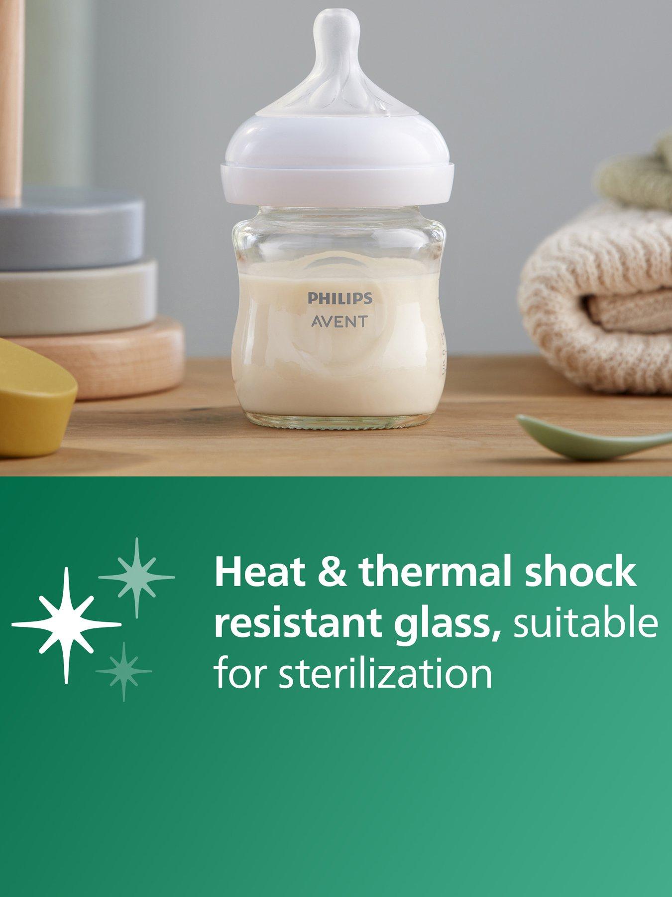 Image 7 of 7 of Avent Natural Response Glass Baby Bottle 4oz/120 ml with Slow Flow Teat (Flow 2), SCY930/01