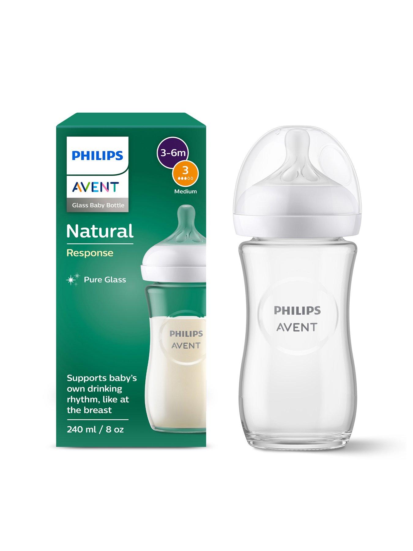 Avent Philips Avent Natural Response Glass Baby Bottle 8oz/240 ml with Medium Flow Teat (Flow 3