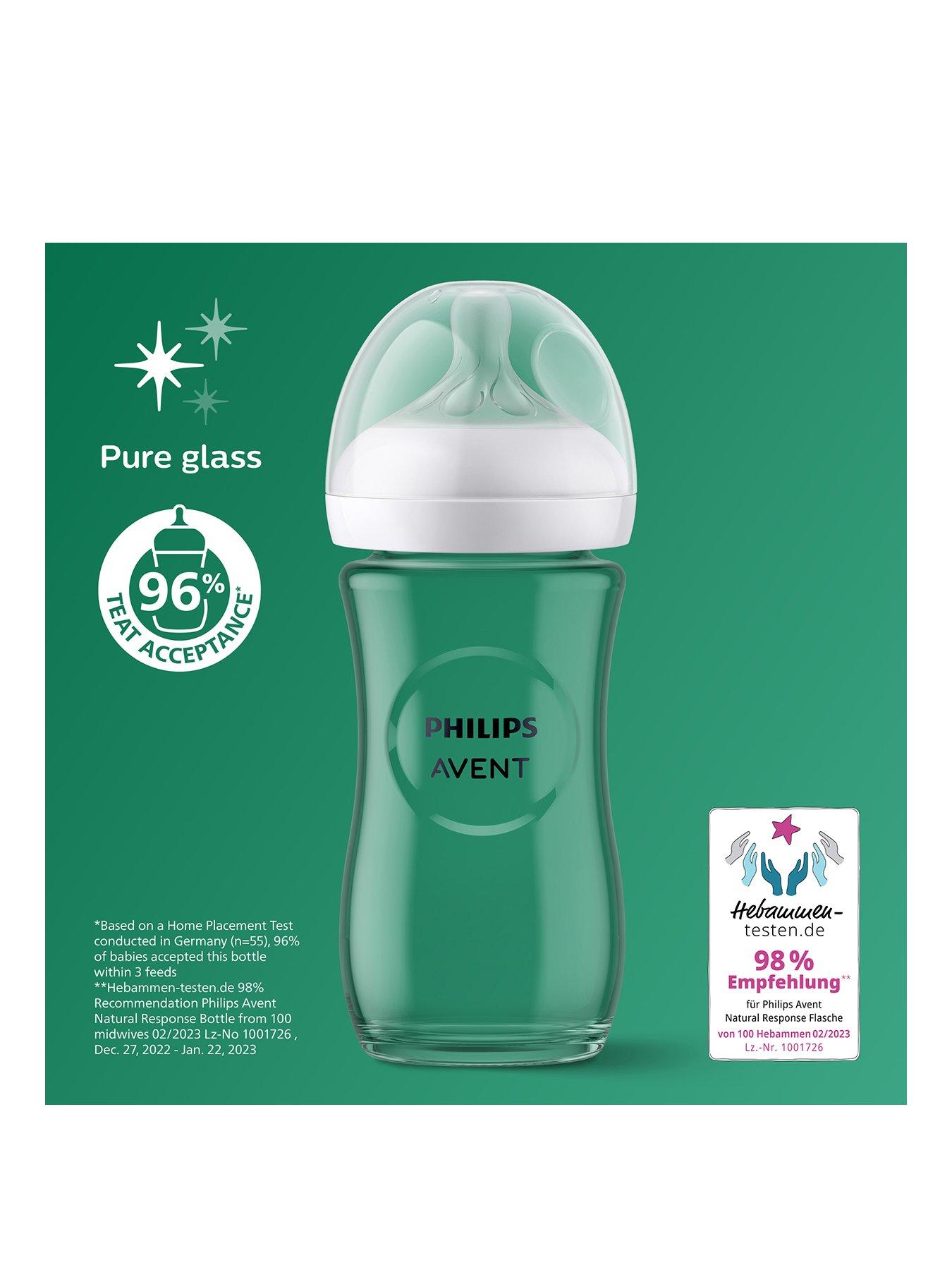 Image 2 of 7 of Avent Philips Avent Natural Response Baby Glass Gift Set, 3 Baby Bottles 4oz/125ml, 2 Baby Bottles 8oz/240ml, 2 Ultra Soft Soothers