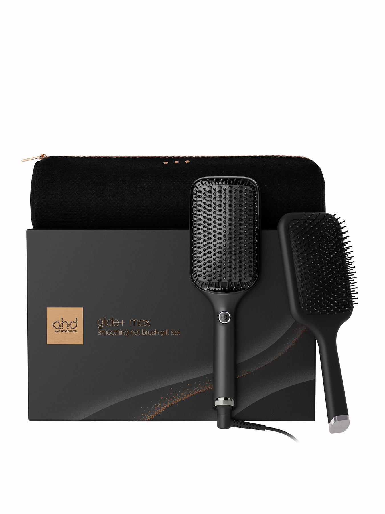 Image 1 of 8 of ghd ghd Glide+ Max Smoothing Hot Brush Festive Gift Set in Black