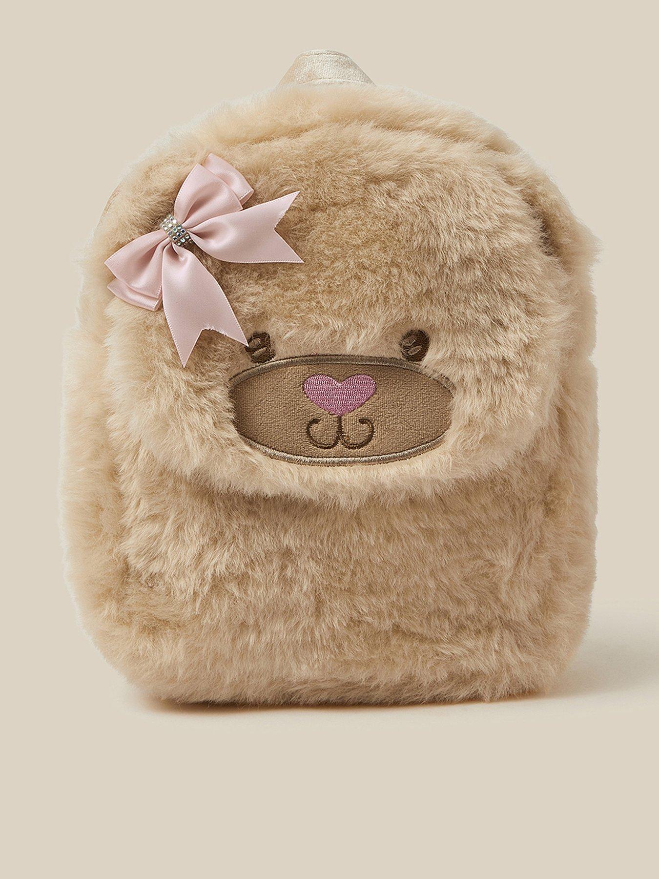 Image 1 of 4 of Monsoon Girls Teddy Bow Zip Backpack - Brown