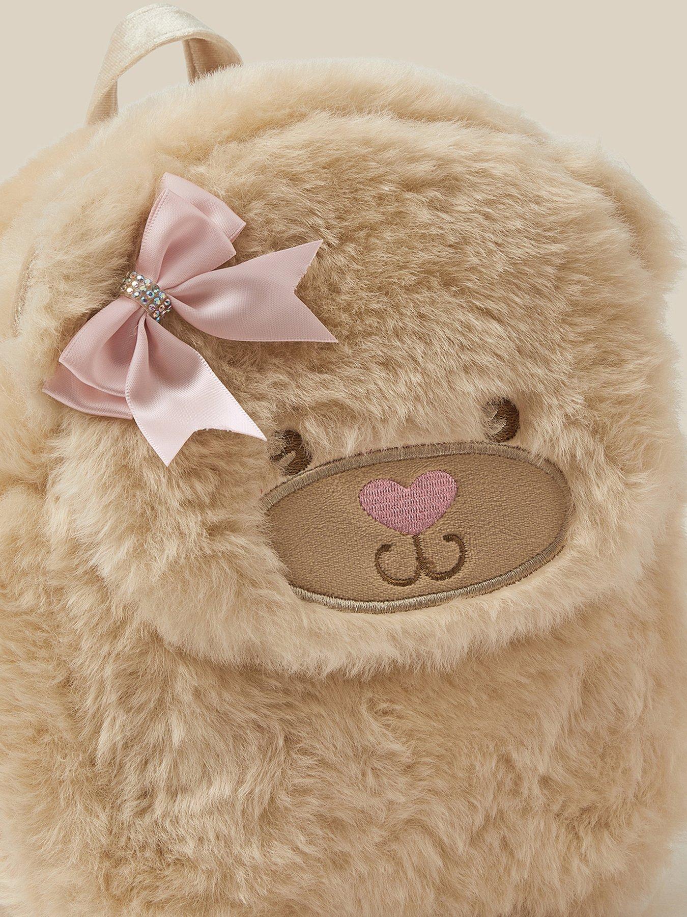 Image 3 of 4 of Monsoon Girls Teddy Bow Zip Backpack - Brown