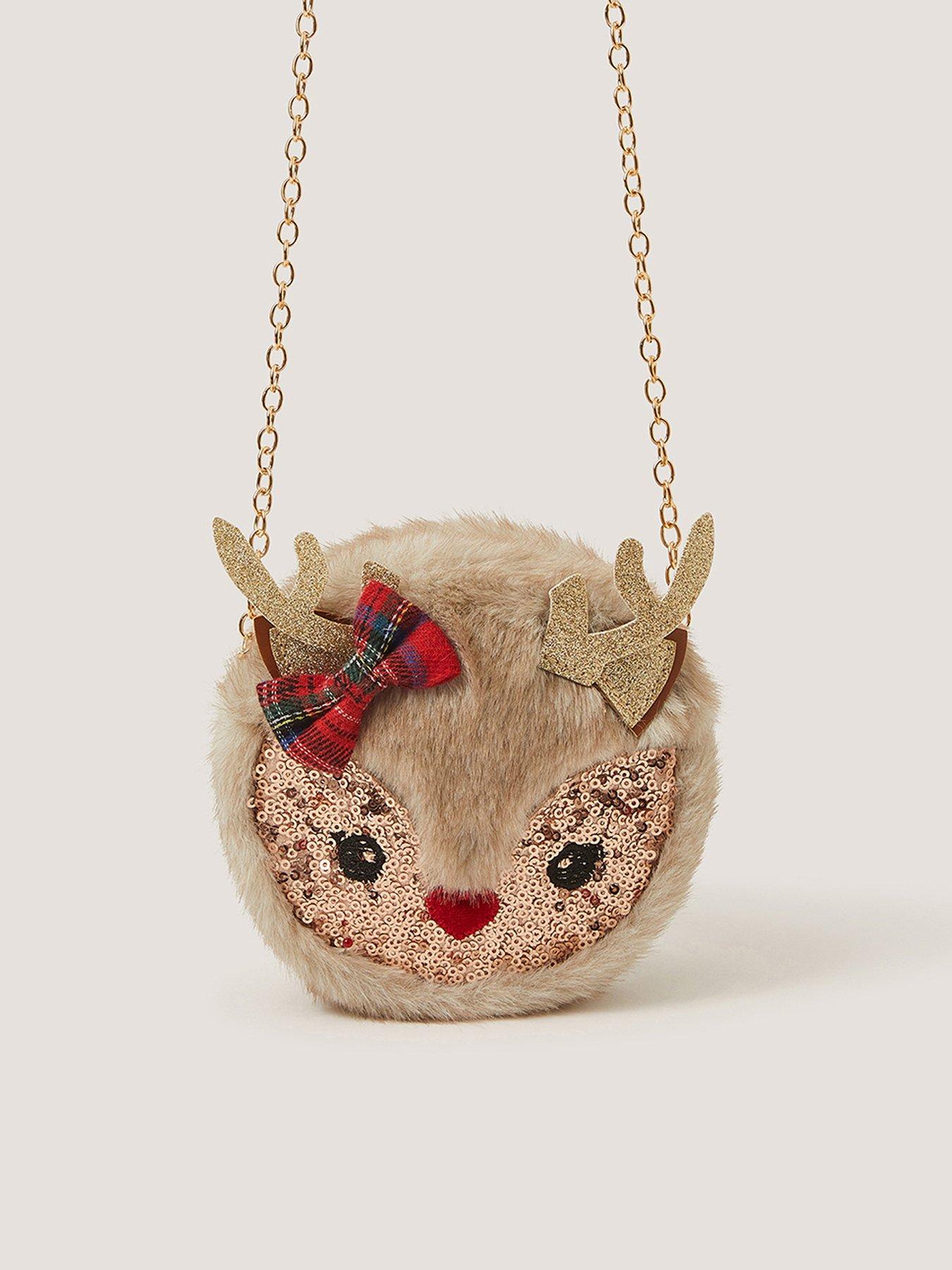 Image 1 of 4 of Monsoon Girls Fluffy Reindeer Bag - Brown
