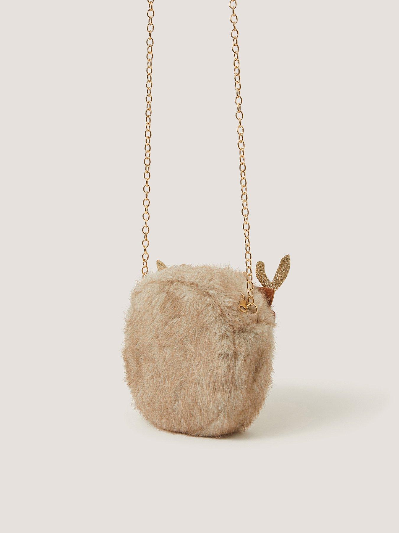 Image 2 of 4 of Monsoon Girls Fluffy Reindeer Bag - Brown